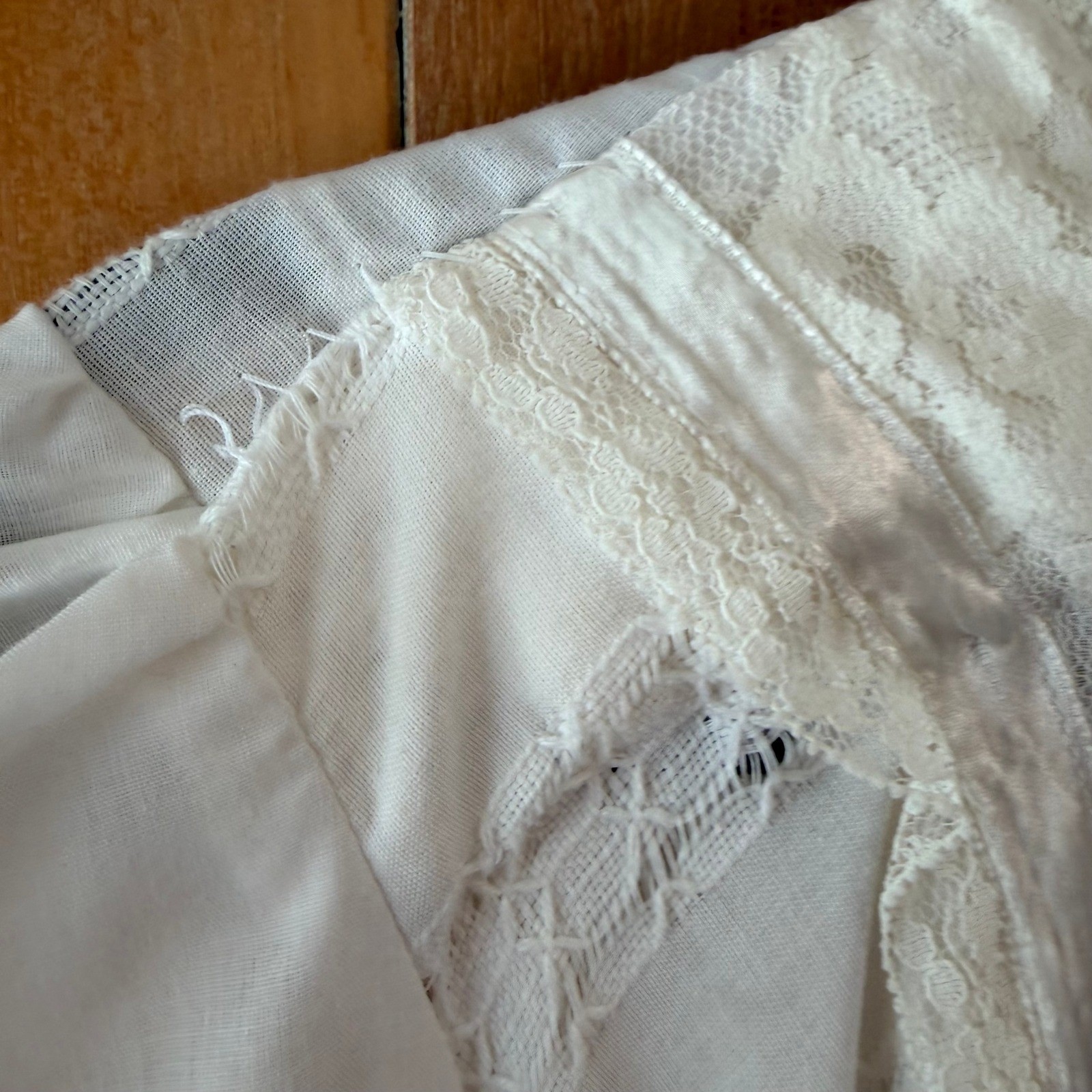 Vintage 70s Jody of California White Prairie Maxi Dress Lace Bishop Sleeve Small