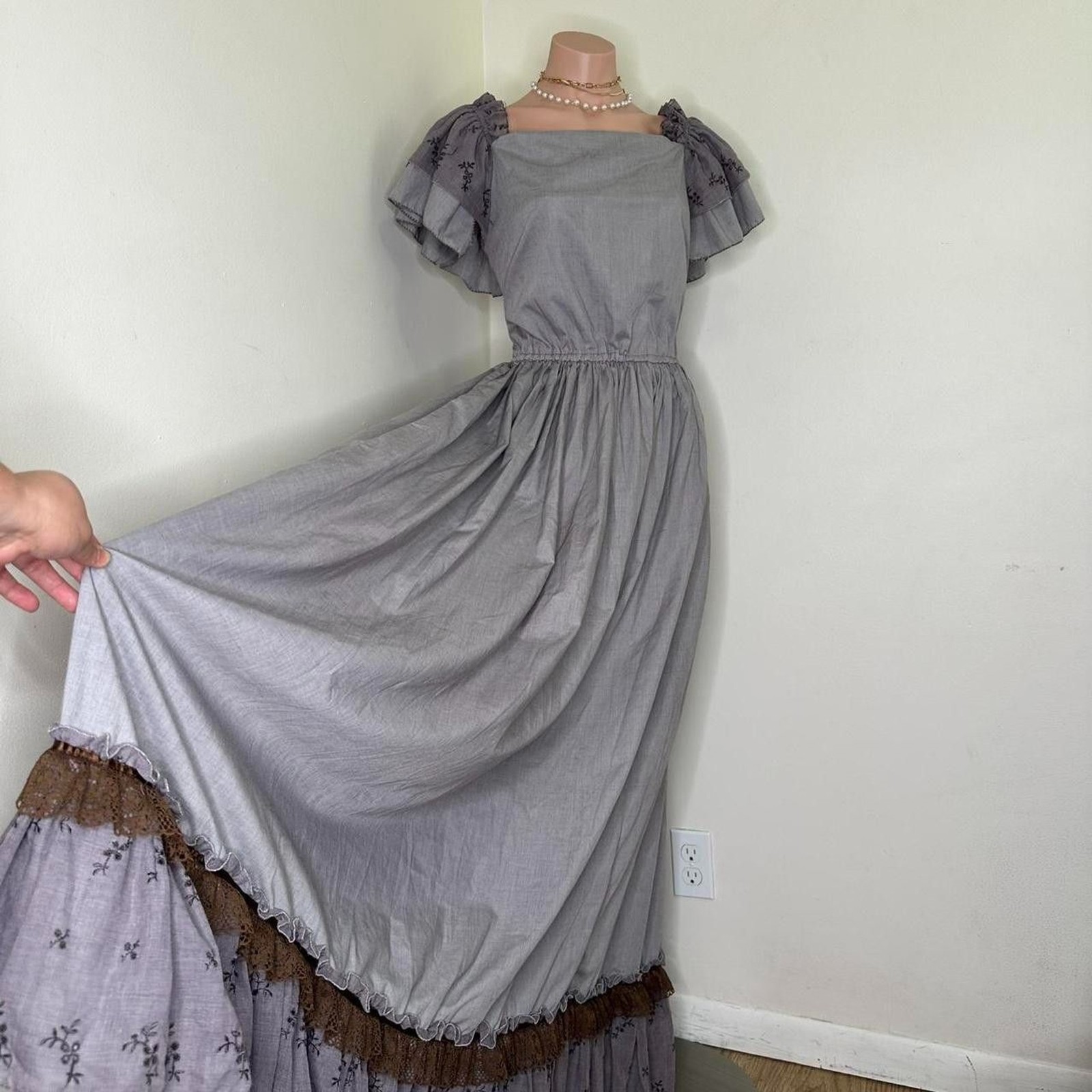 Vintage Handmade Gray Regency Gown