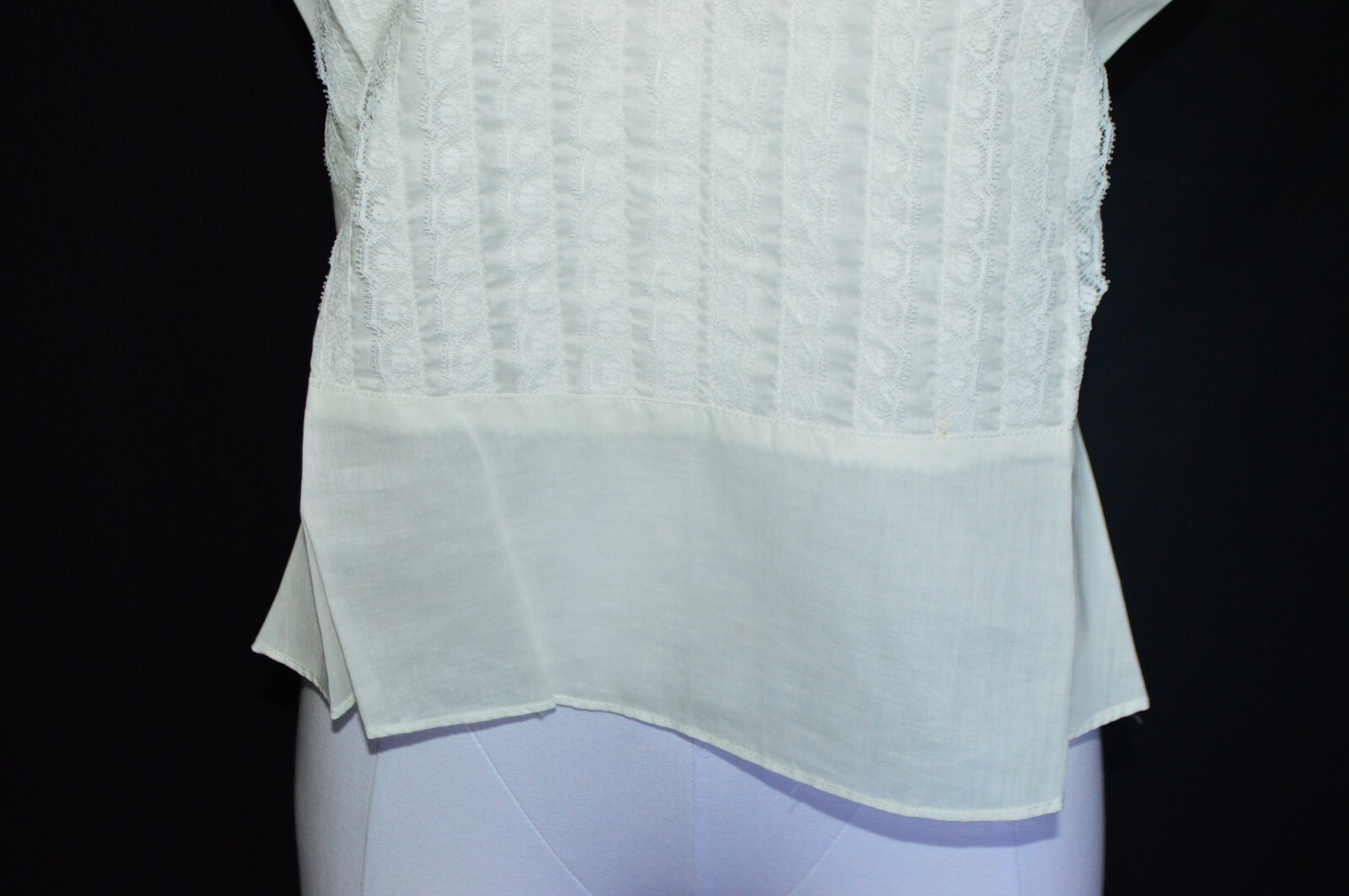 Eclipse Seattle Ivory Poly Blend Lace 1960&rsquo;s Blouse Vintage Top Size 32