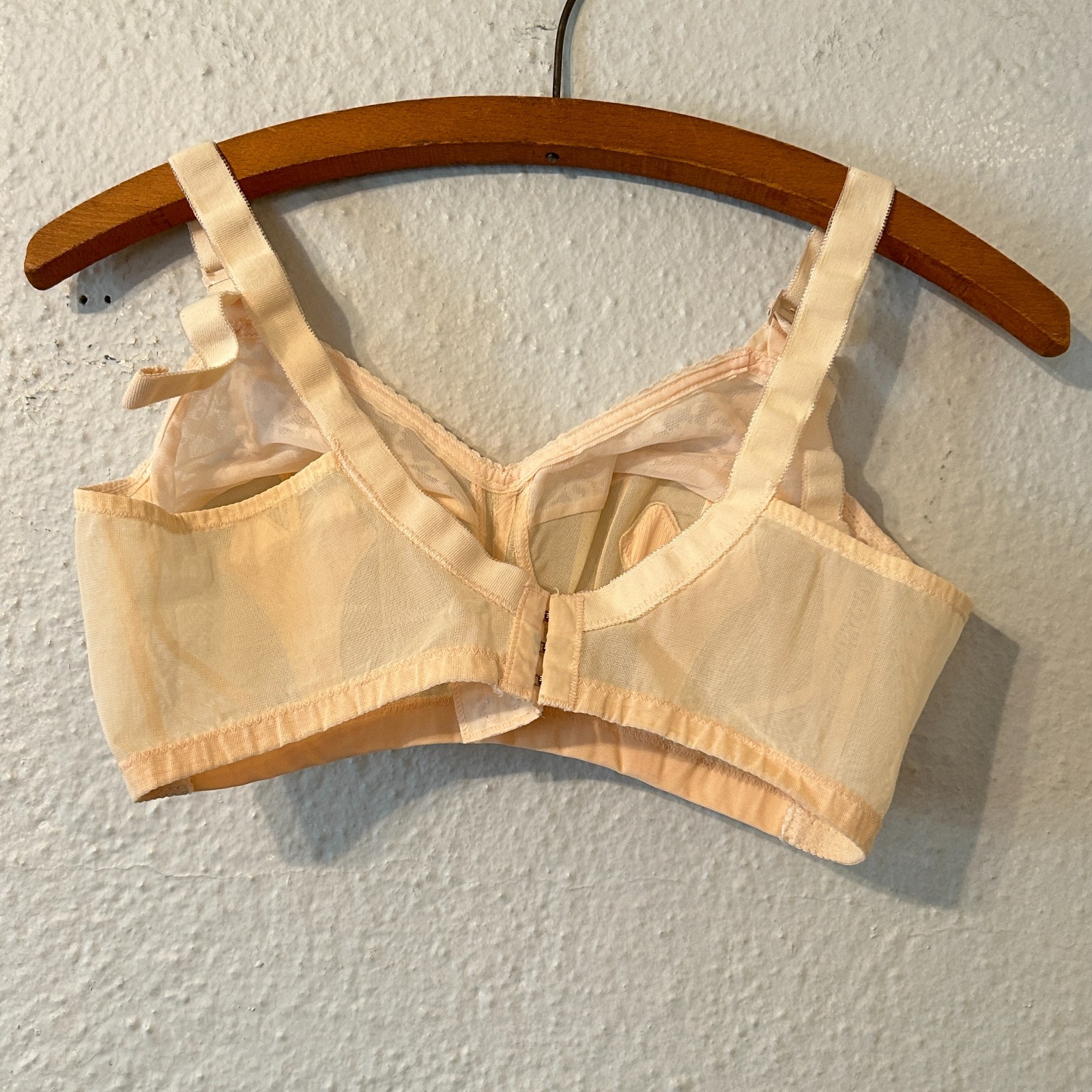 Vtg 50s 60s Sears Best Womens M Beige Lace Bullet Bra