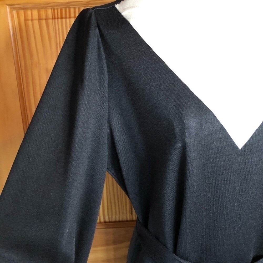 Vintage Kevin Stuart Petites Tie Waist Dress Black Size Medium Petite