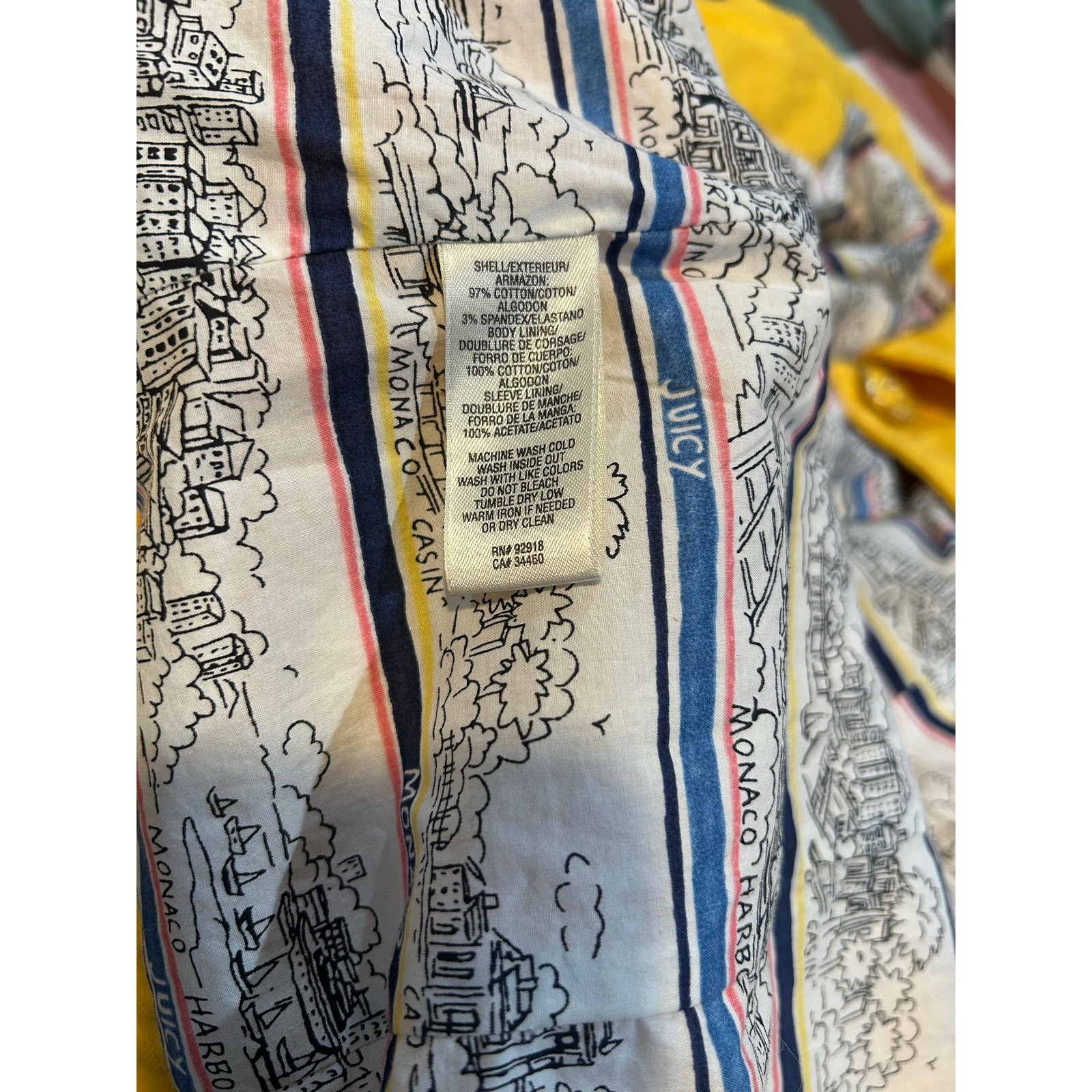 Y2K Authentic True Vintage Juicy Couture Yellow trench coat Monaco map p/small