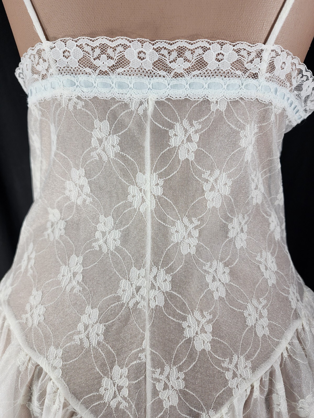 VTG VAL MODE Sheer Lace Teddy MEDIUM Hi Cut Flutter Leg Romper Bodysuit UNWORN