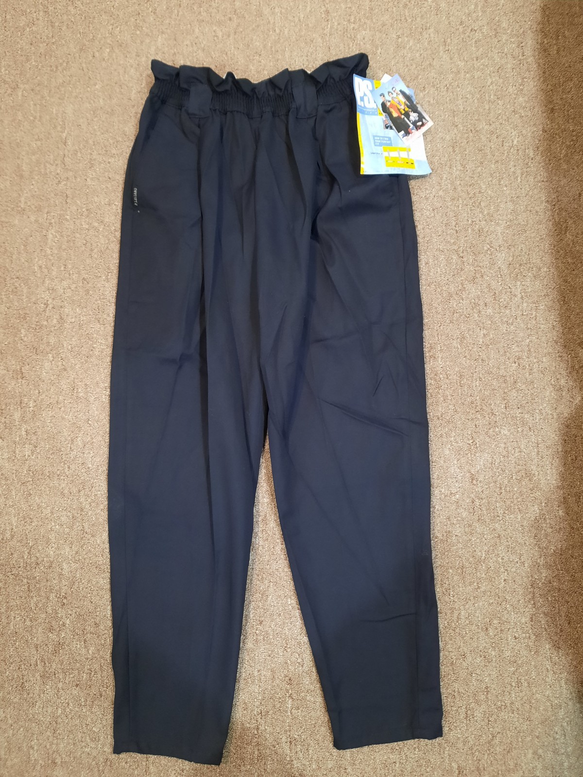 New Vintage P.S. Gitano Black Pants Elastic Waist Size 12 Short Inseam 28 .