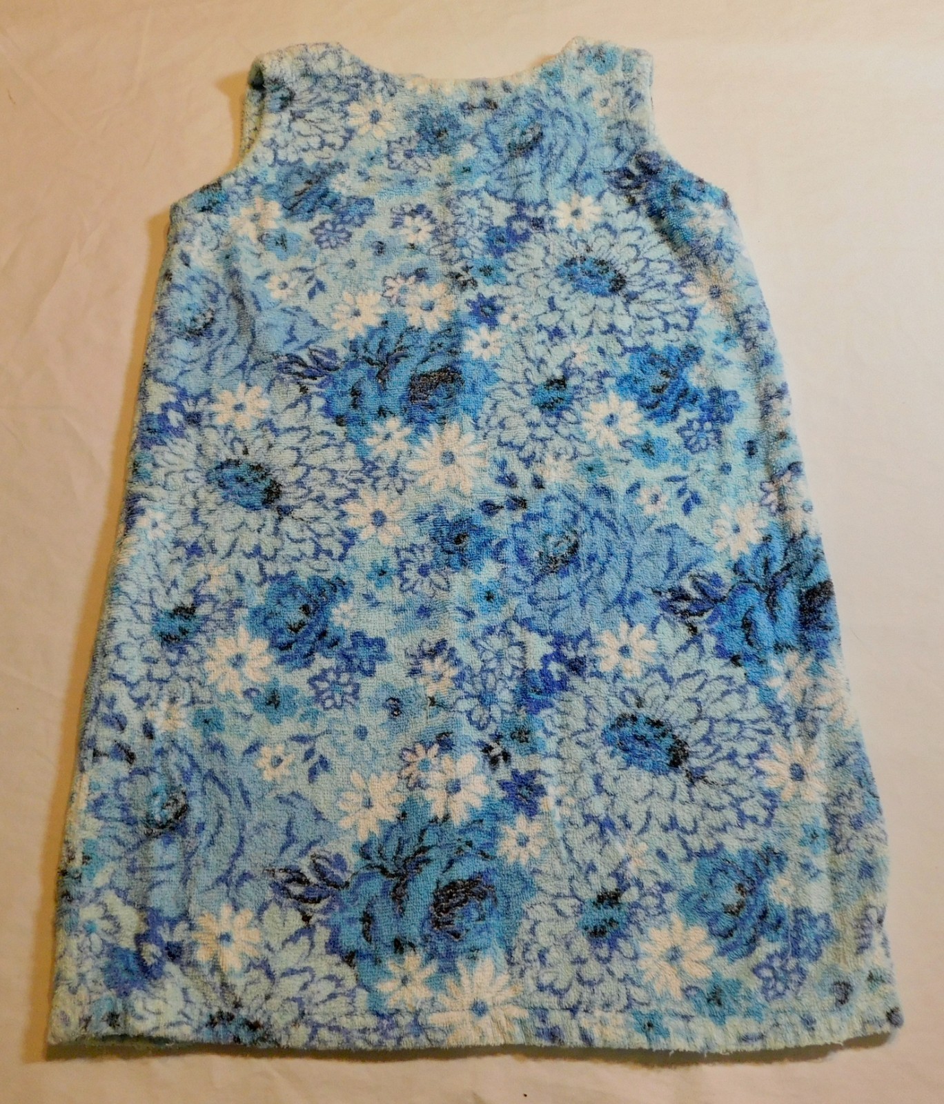 VTG TERRY CLOTH TOWEL DRESS 60&rsquo;s BEACH TOWEL COVER UP GROOVY HANDMADE sz S M