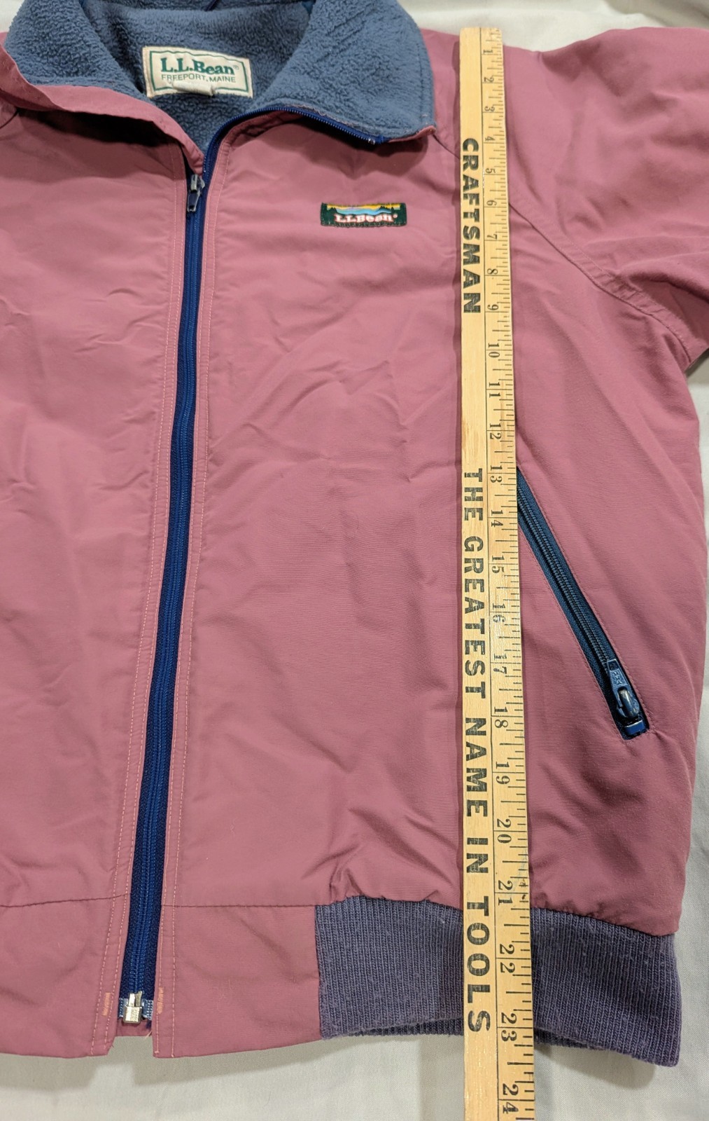 L.L. Bean Nylon Fleece Lined Bomber Jacket Mauve Pink Women&rsquo;s M/L Vintage 80&rsquo;s
