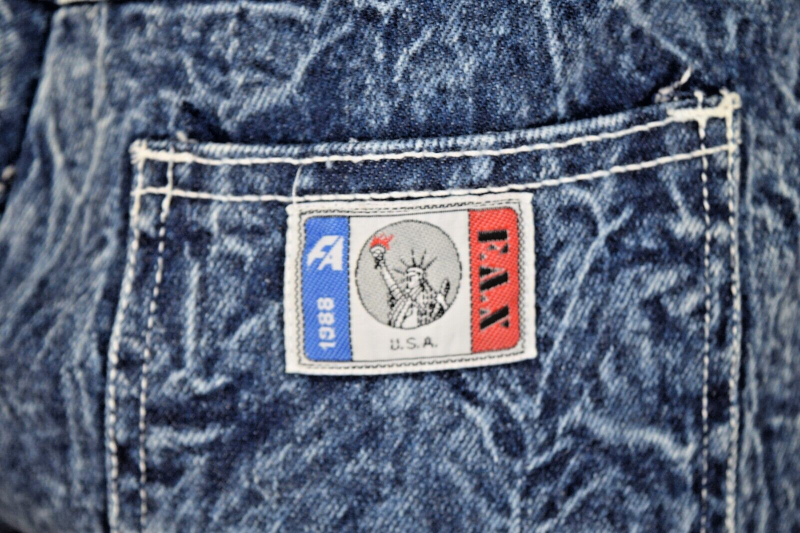 Vintage Jeans F A X Acid Wash Size 13/14 W28 L29 80s Blue High Waist Made USA
