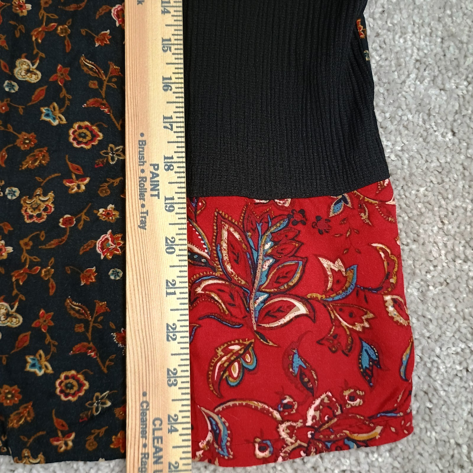 Vtg 90s Koret Patchwork Button Up Shirt Large Rayon Paisley Floral Shoulder Pads