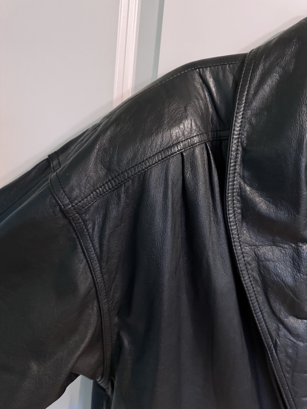 Jacqueline Ferrar Vintage Medium Trench Coat 1980s-90s Black Genuine Leather