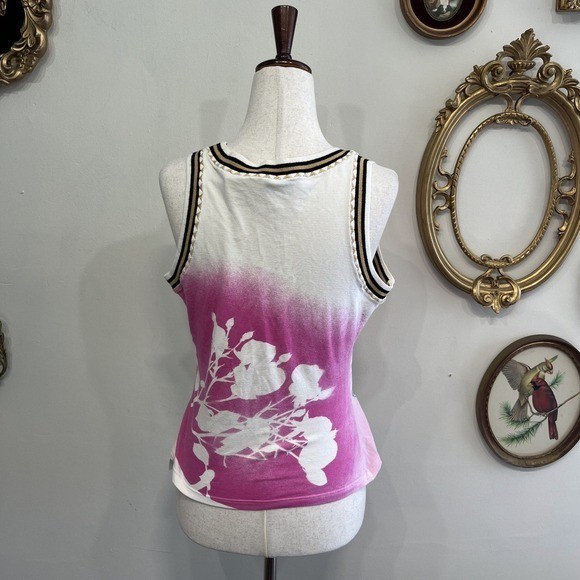 Vintage Jeans De Christian Lacroix Graphic Tank Top Floral Butterfly Size S