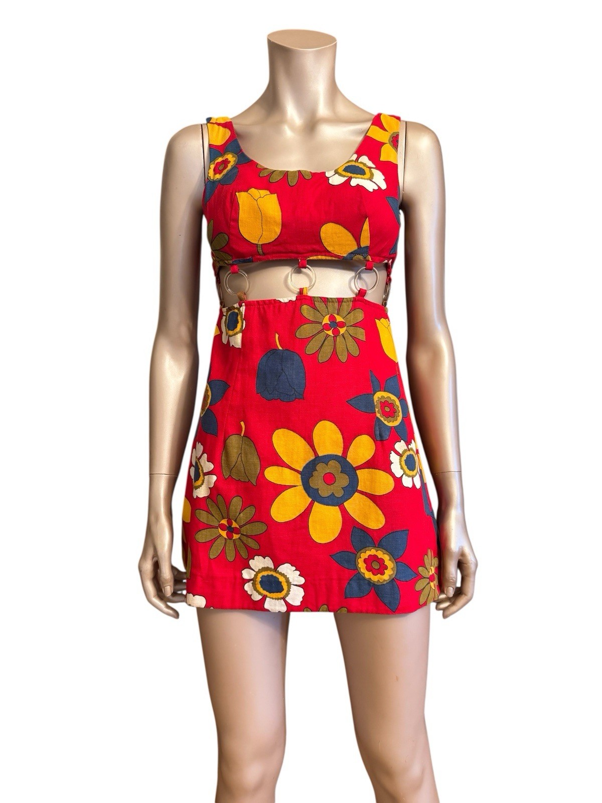 Vintage 1960s Cutout O Ring Mini GoGo Dress
