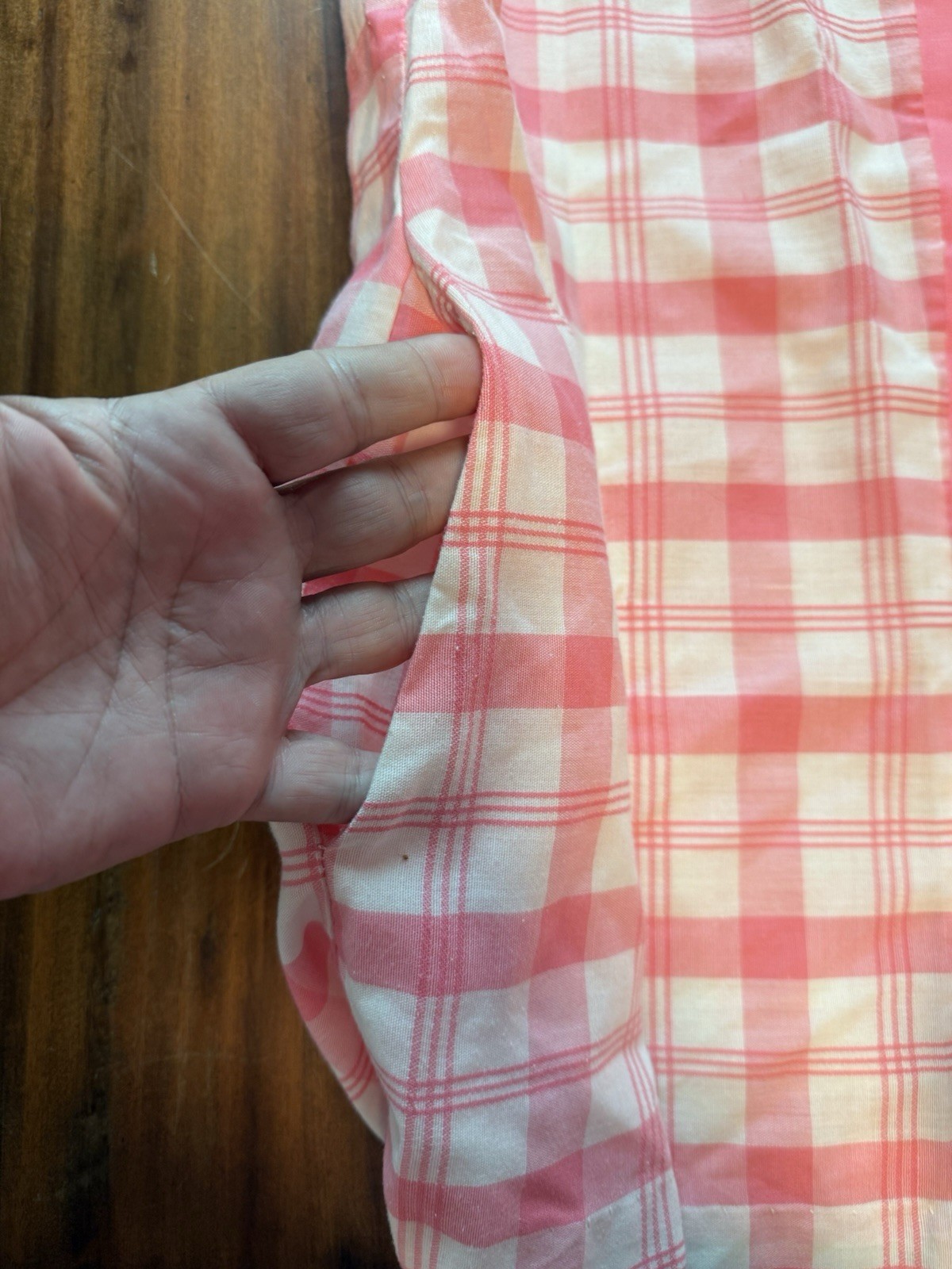 SEARS Perma Press Pearl Snap Sleeveless Gingham Shirt Pink L