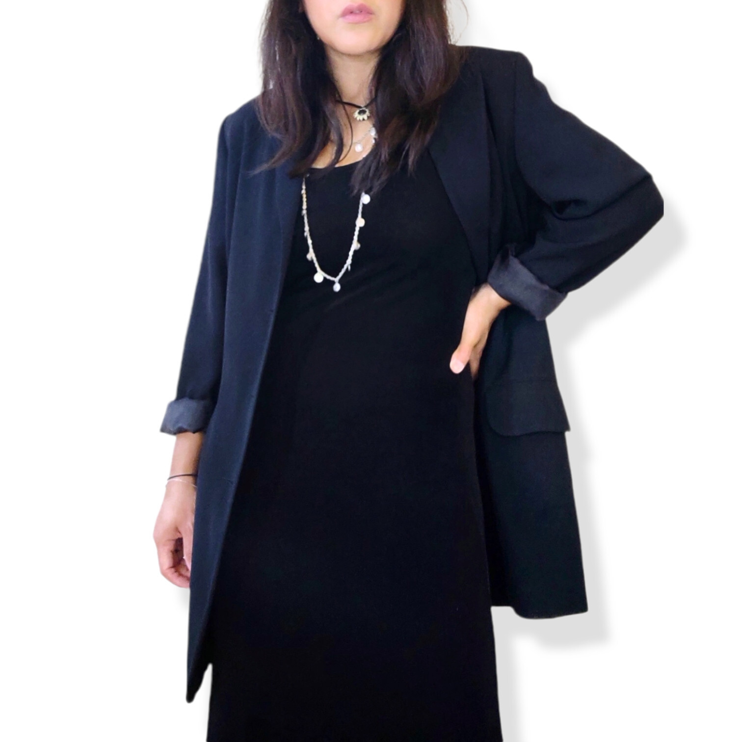 Biya by Johnny Was vintage made in the USA black long-line oversized jacket M