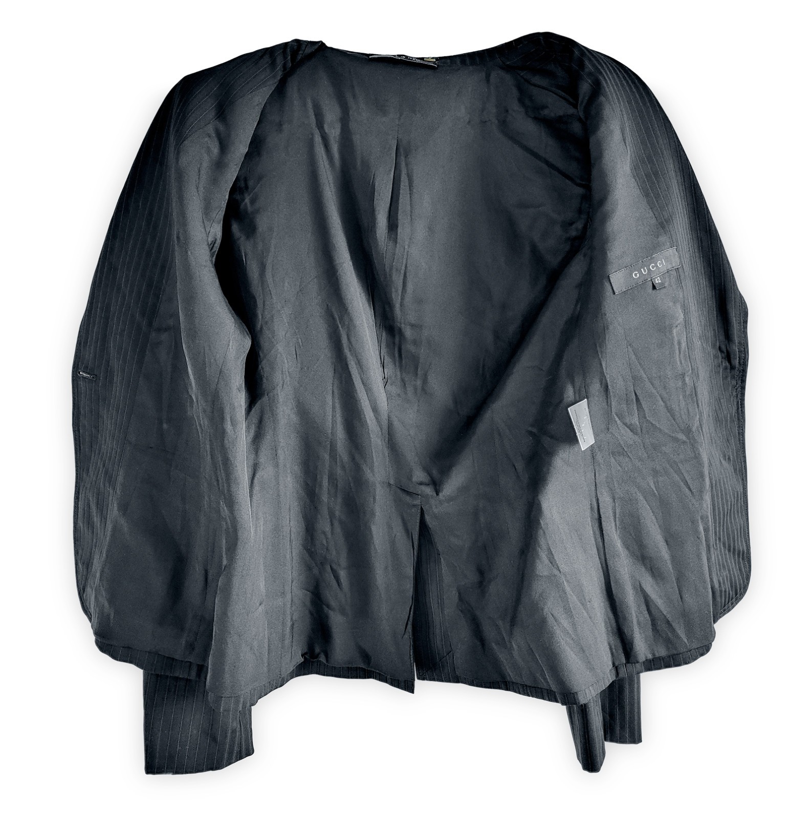 GUCCI Tom Ford 2004 Black Wool Silk Slim Blazer Jacket US 6 IT42 Y2K Glam Italy
