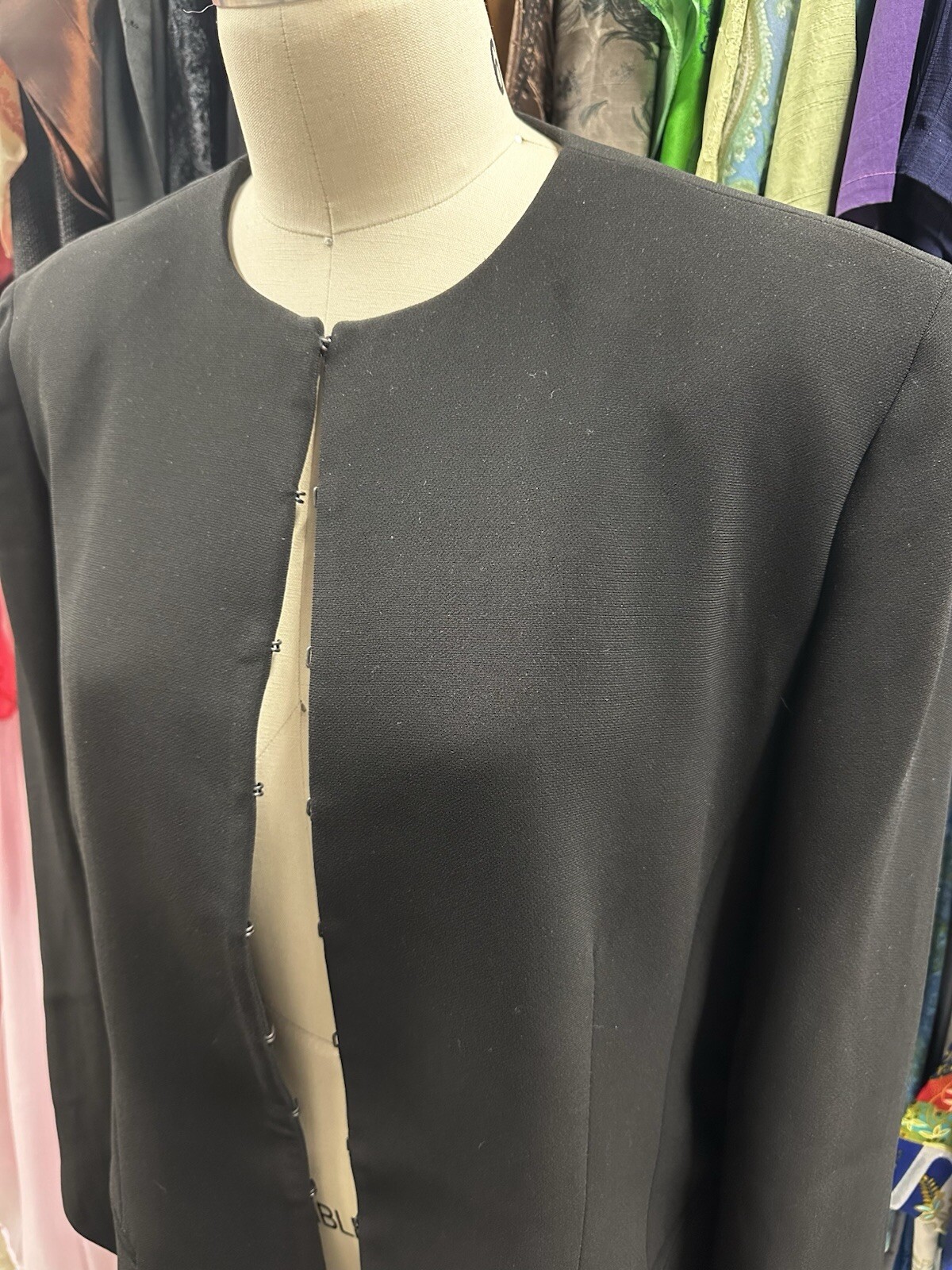 Designer Emanuel Ungaro Inky Black Blazer Jacket Womens Size Large 14/48