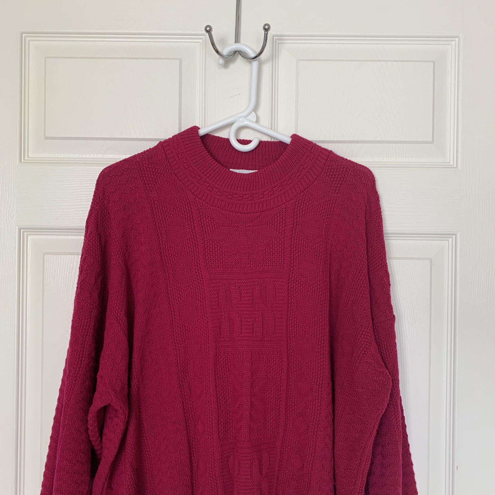 Classic Essentials Plus 22W/42 Fuchsia Pink Knit Acrylic Sweater USA Vintage