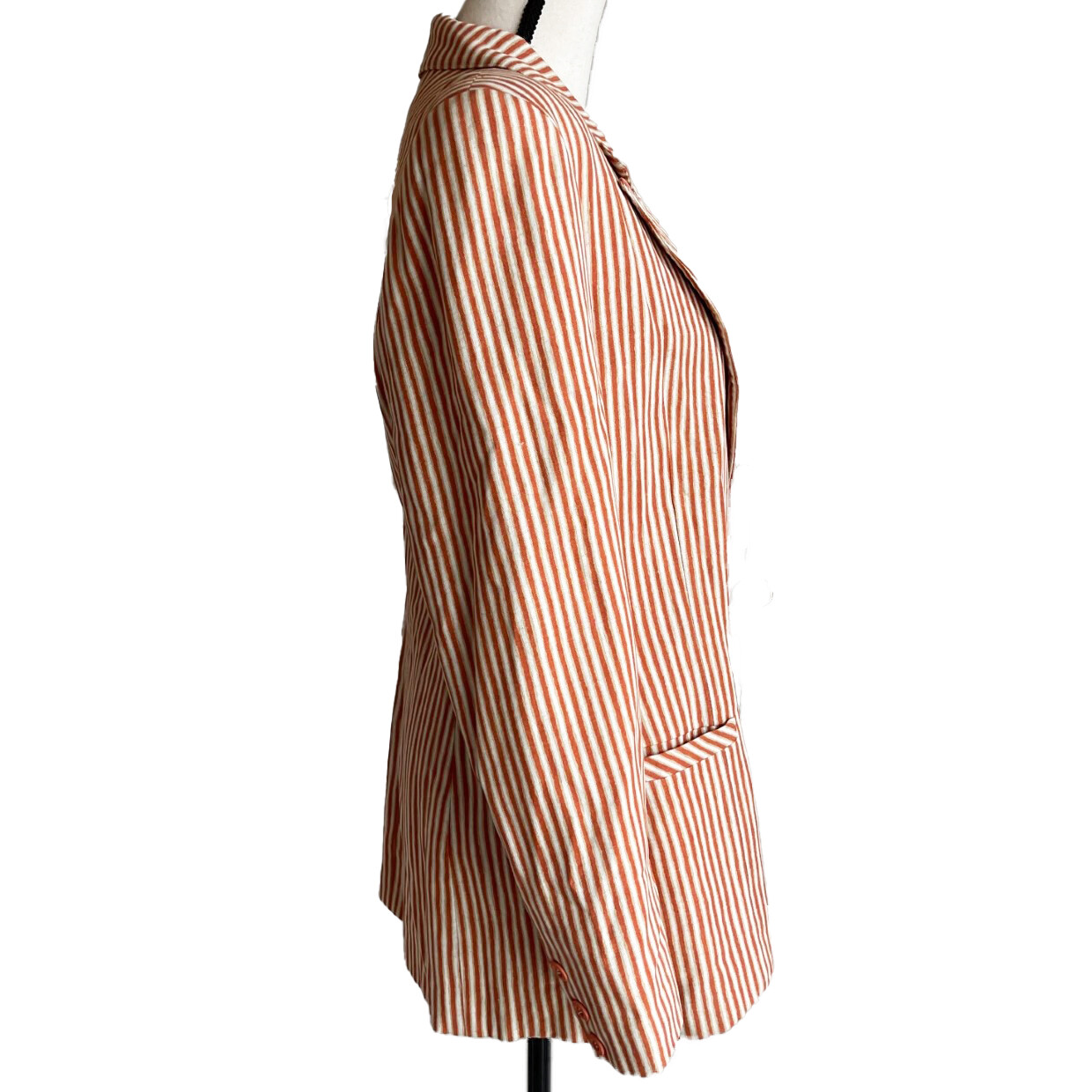 Vintage 80s 9Os CARLO MODA Oversize Boxy Blazer Orange White Stripe Lined Sz 10