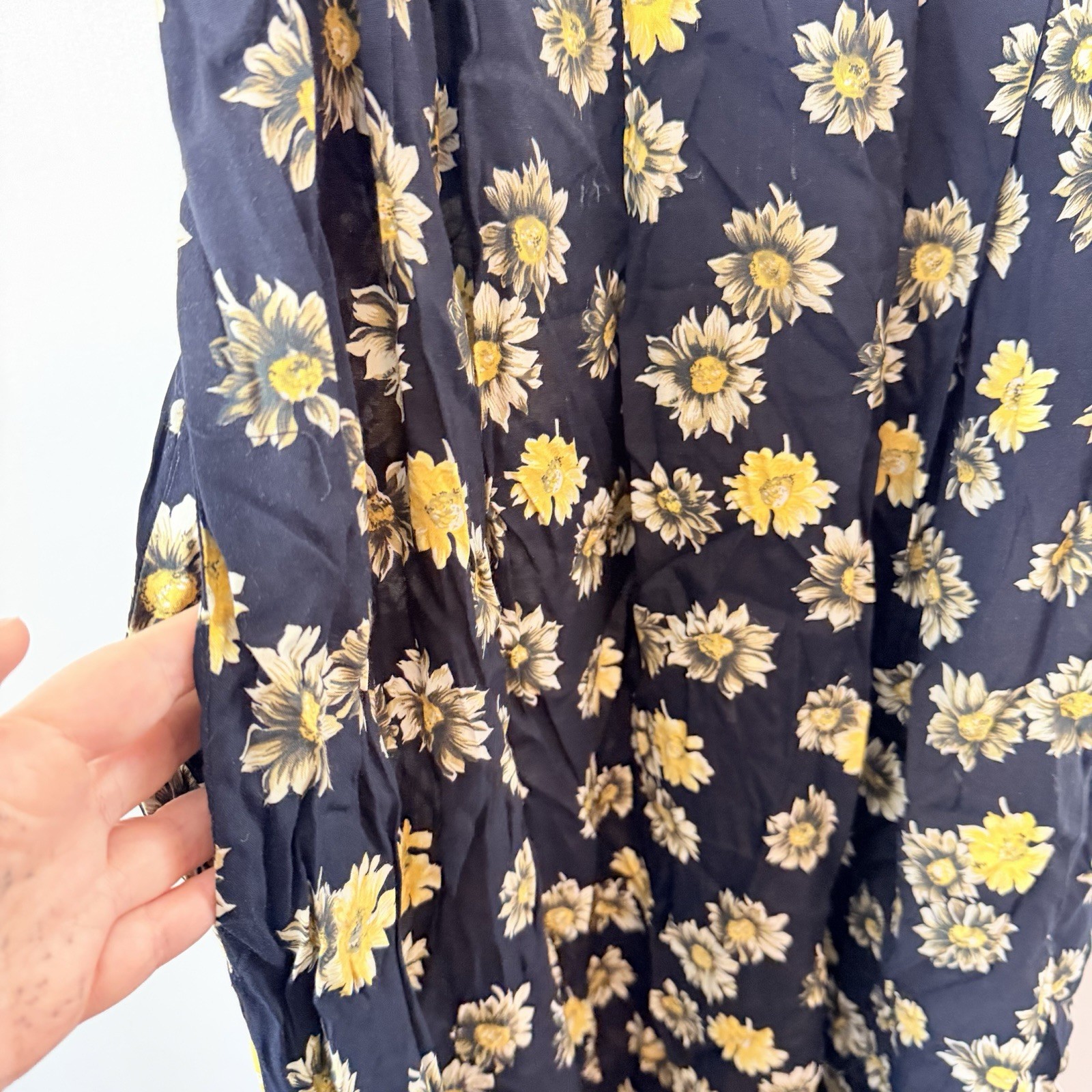 Vintage 90s Express Compagnie Internationale Floral Daisy Rayon Maxi Dress