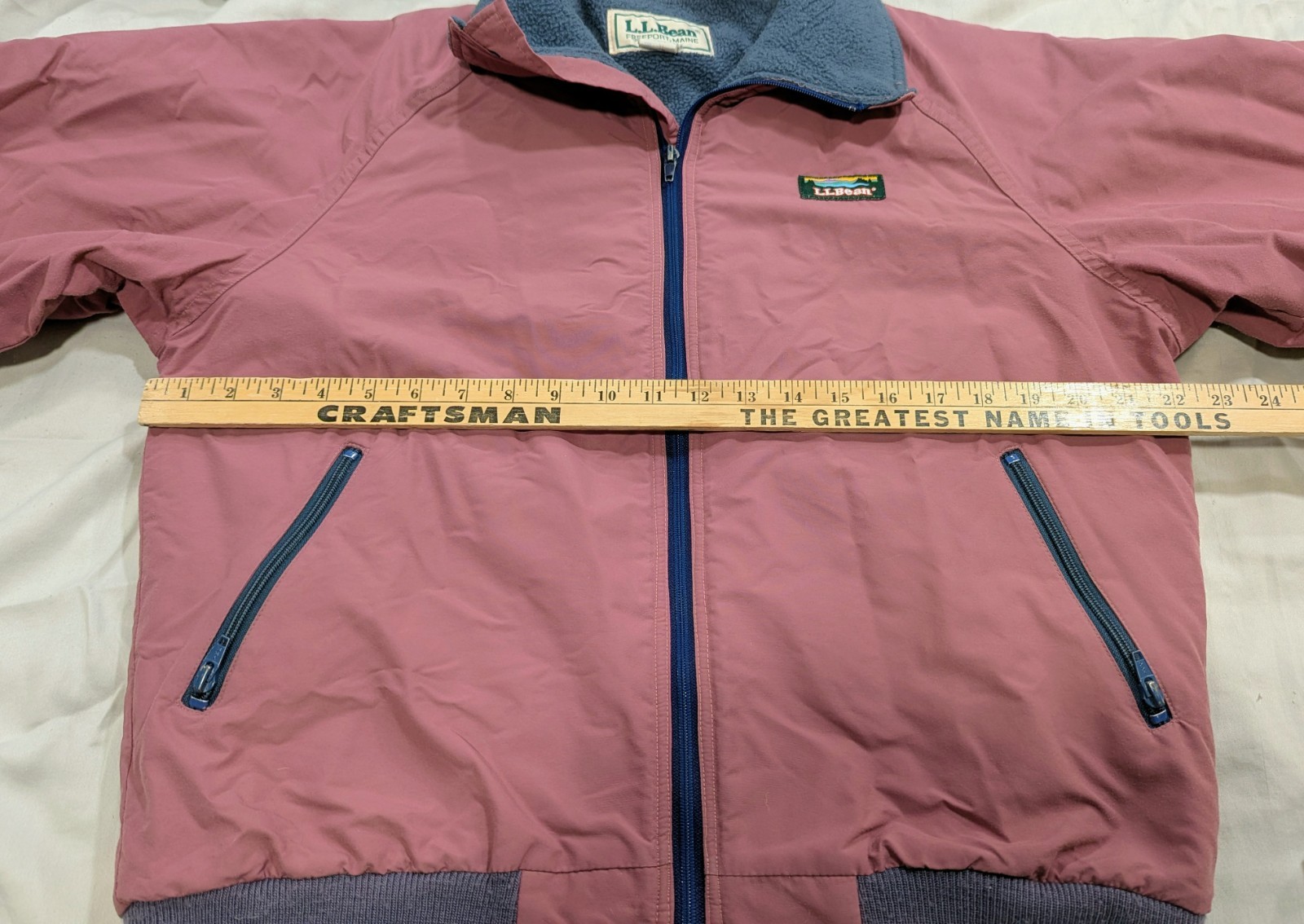 L.L. Bean Nylon Fleece Lined Bomber Jacket Mauve Pink Women&rsquo;s M/L Vintage 80&rsquo;s