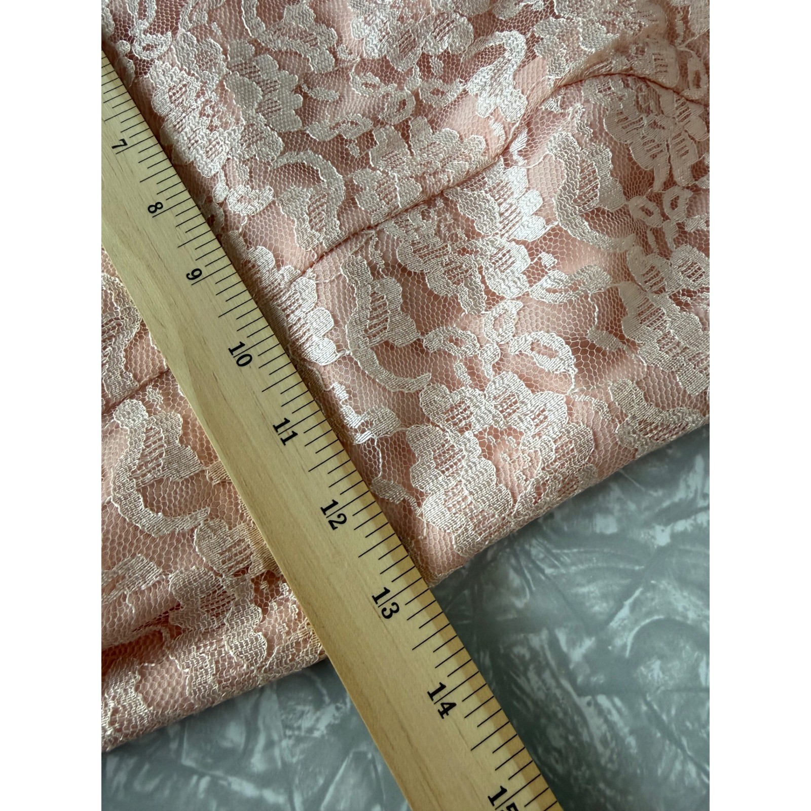 Vintage JCPenney Lace Chiffon Handkerchief Hem Dress Peach Pink 80s 90s Fairy