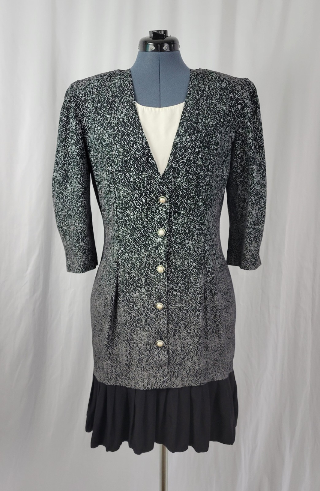 Vintage Byer Too! Black & White Dropped Waist Sheath Dress Size 11