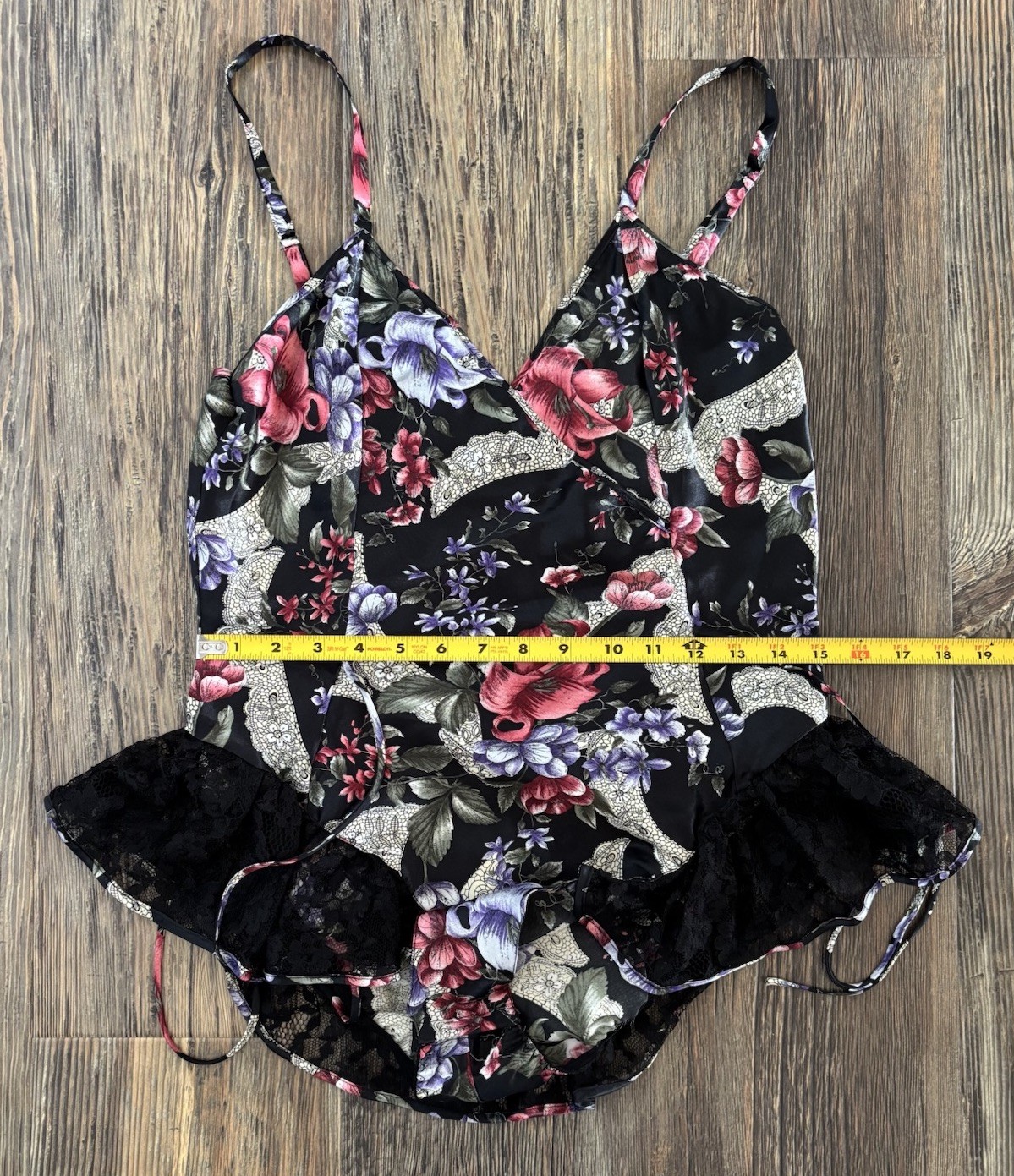 Vtg Victorias Secret Gold Label Satin Floral Teddy Lingerie NO SIZE TAG Lace 90s