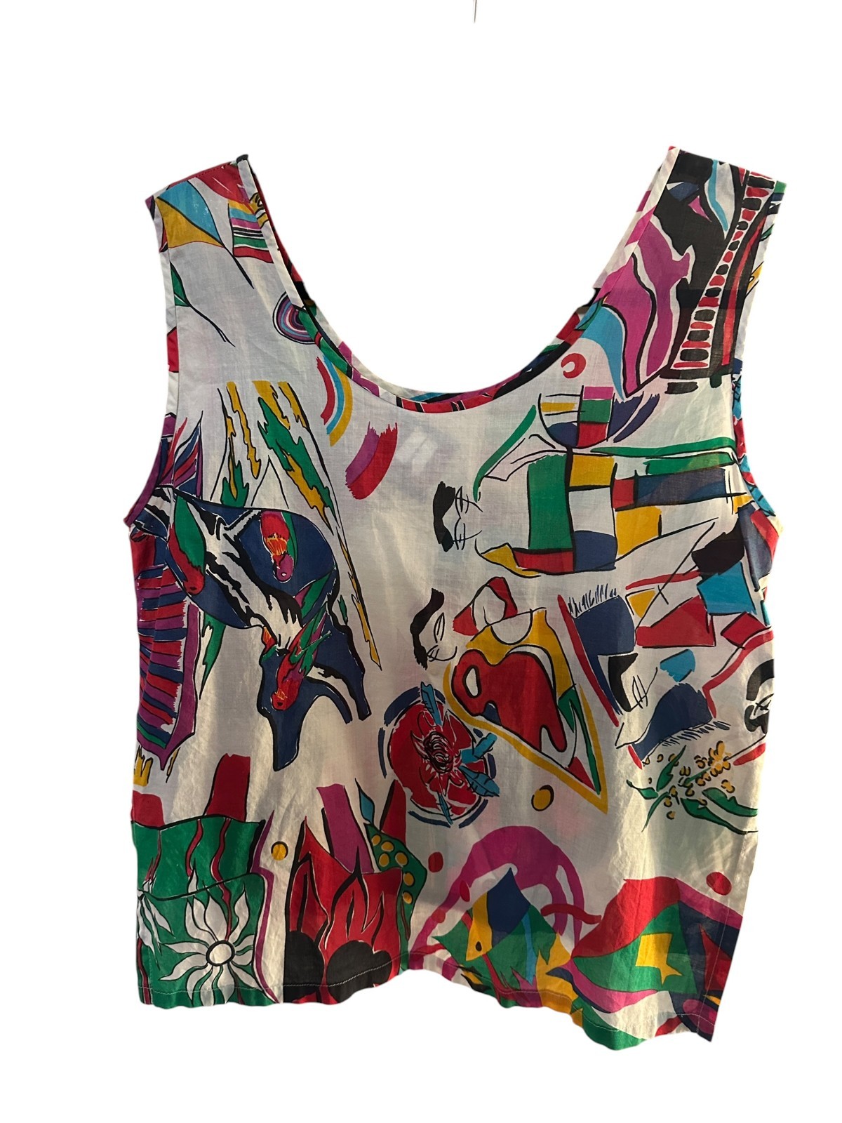 Jenny Kee Flamingo Park Vintage Tank Top Cotton Australia Rare Size 12 Art Print