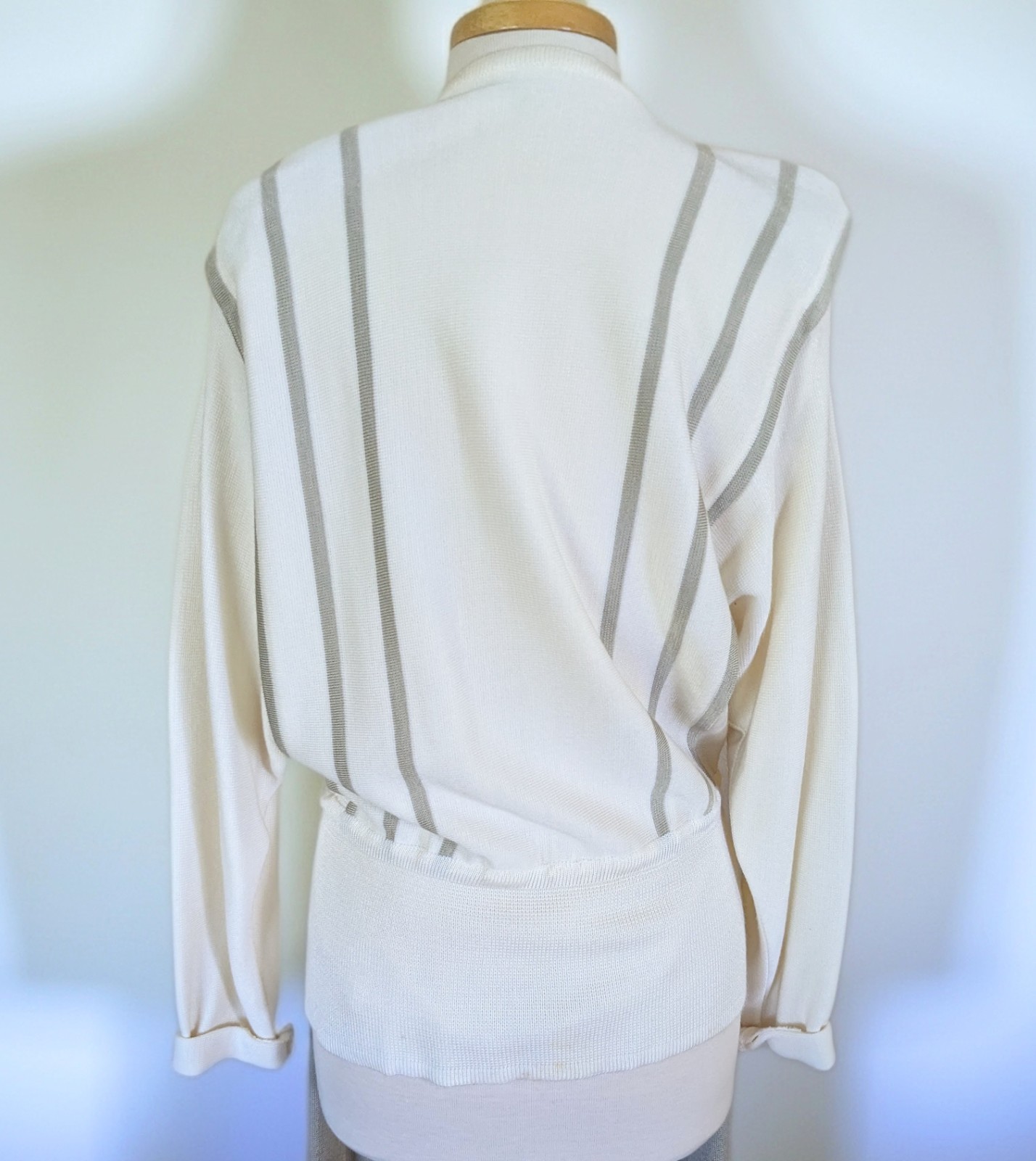 Vintage 80s Medici Sport Knit Skirt Set Made in Italy Cream Cardigan Midi Skirt