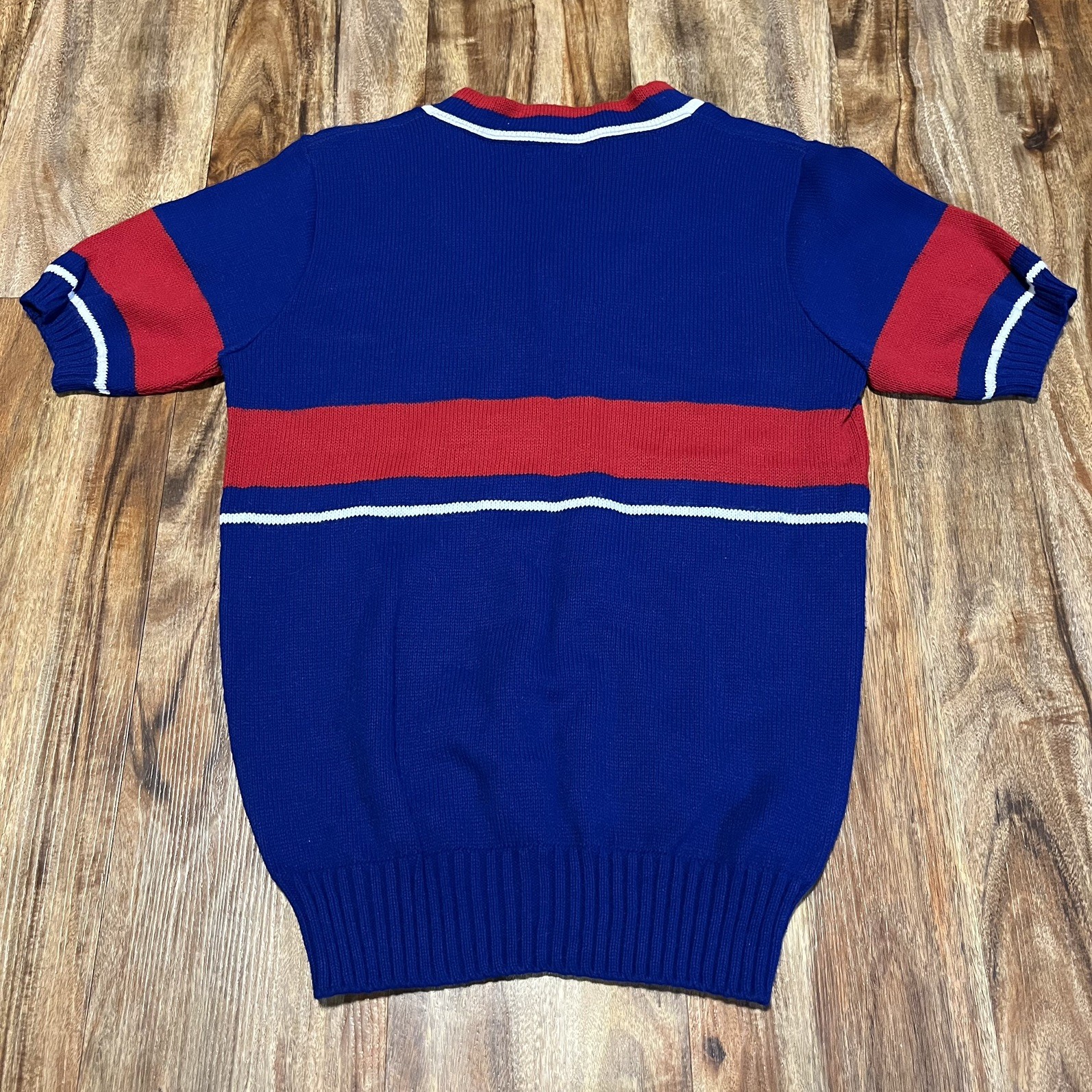 🔥VTG Red White Blue Cheerleader Pullover Sweater 70’s Spirit Leader Size 40 🔥
