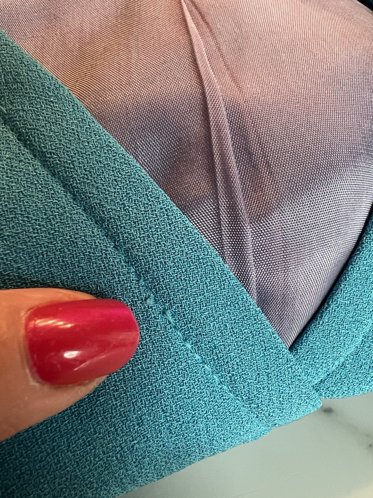 VTG Christian Dior Size 2 1980s 2Pc Turquoise Blue Skirt Suit Set