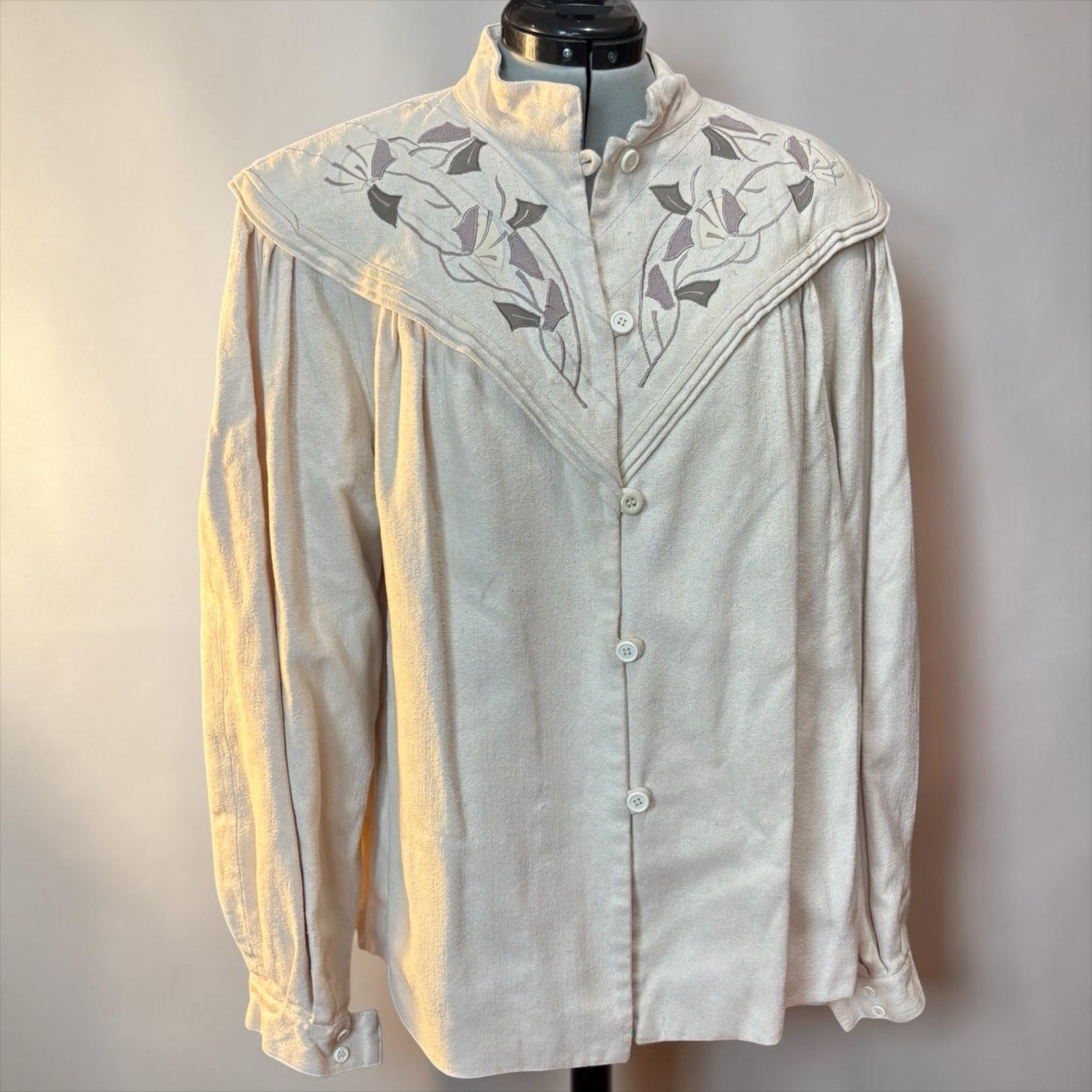 80s Ivory Raw Silk Jacket Avant Garde Sailor Collar Romantic Prairie