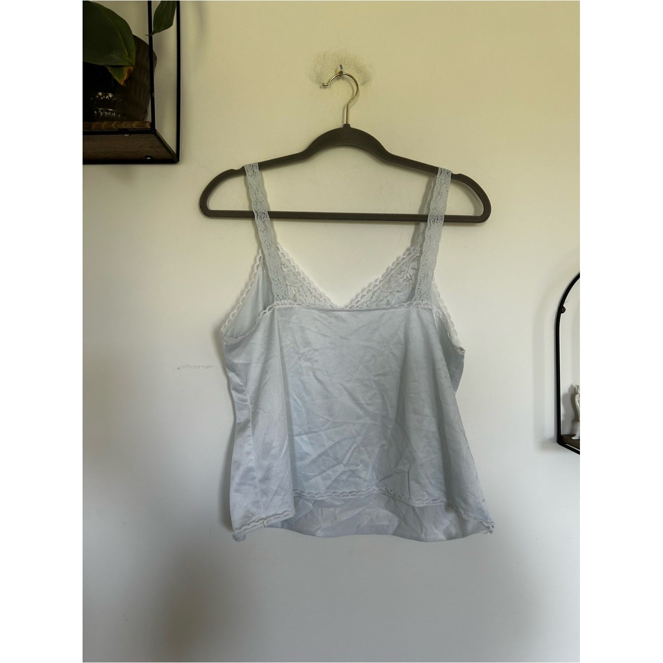 Vintage Vanity Fair Light Pastel Blue Satin Lace Camisole Size 38
