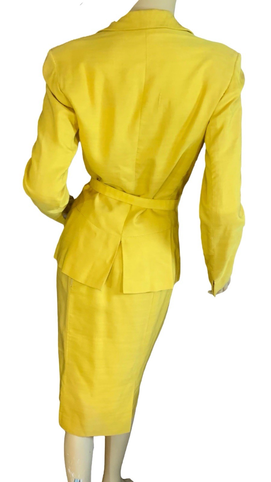 WOMEN&rsquo;S IRENE LENTZ VINTAGE 1950&rsquo;S YELLOW SILK BLEND SKIRT SUIT SIZE S