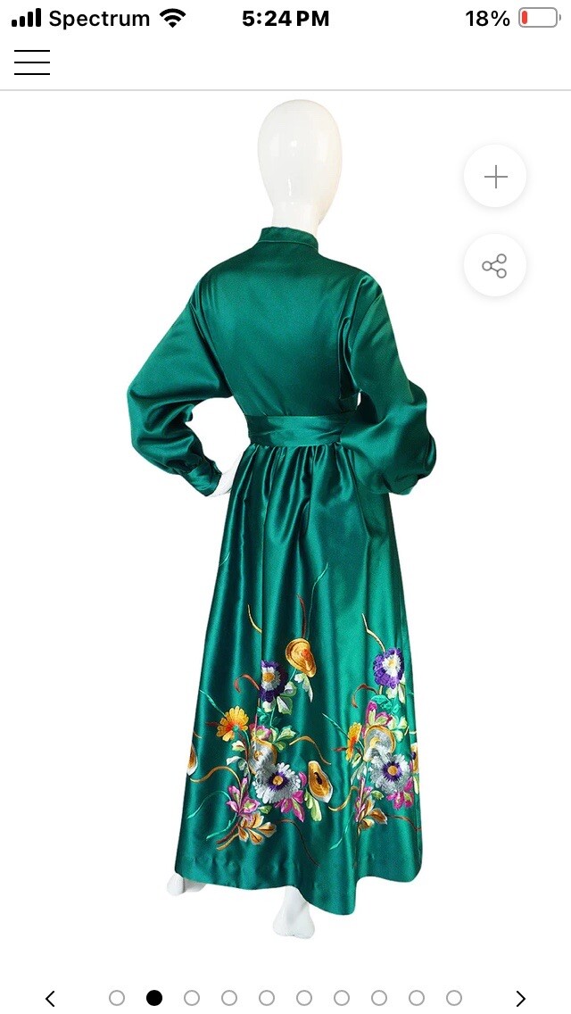 1960s Teal Green Emerald Embroidered Silk Dress Size 10 Charlottes-West Of Akron