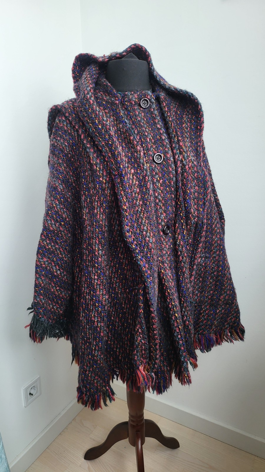 Vintage Irish Tweed Cape One Size – Handmade Wool Wrap by Helena Ruuth | Limited