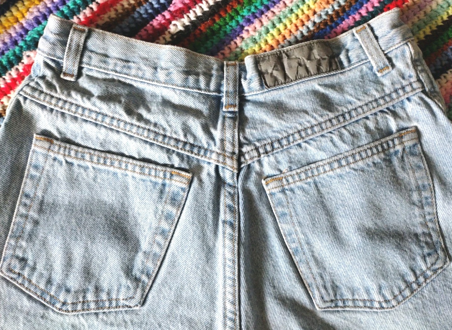 Vintage Gitano 100% Cotton Denim 5 Pkt High Waist Frayed Hem Jean Short Sz 10 GB