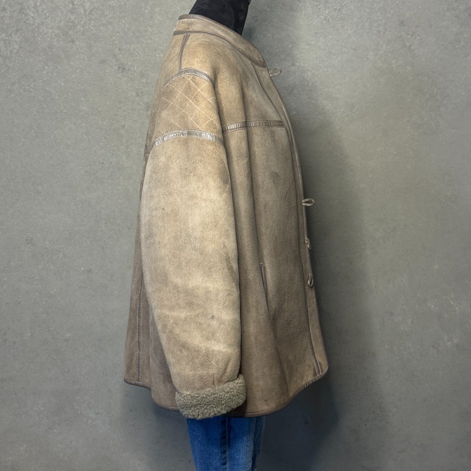 Wallace Sacks Furriers Vintage Sheepskin Shearling Coat England UK 16 EU 42