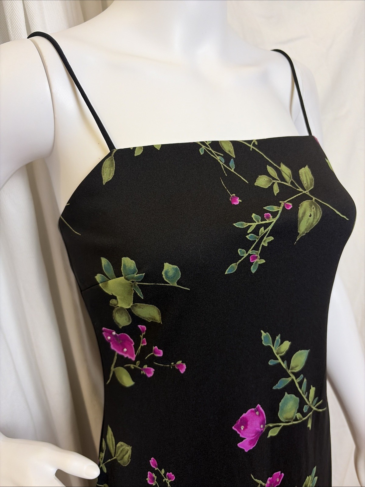 Vtg 90s Adrianna Rachel Kaye Vamp Goth Punk Dark Floral Jewel Slip Dress SZ 4P