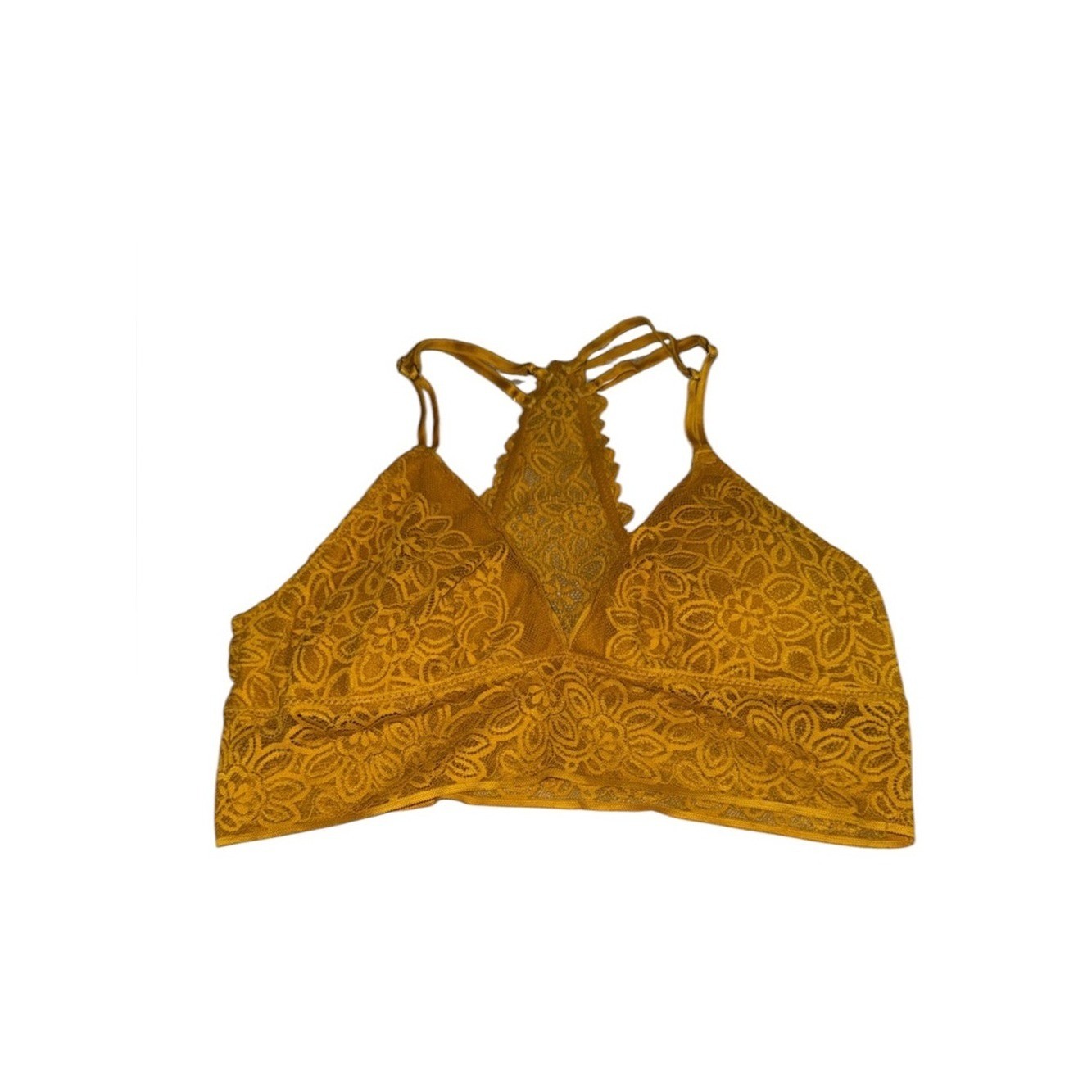 aerie Mustard Floral Lace Bralette