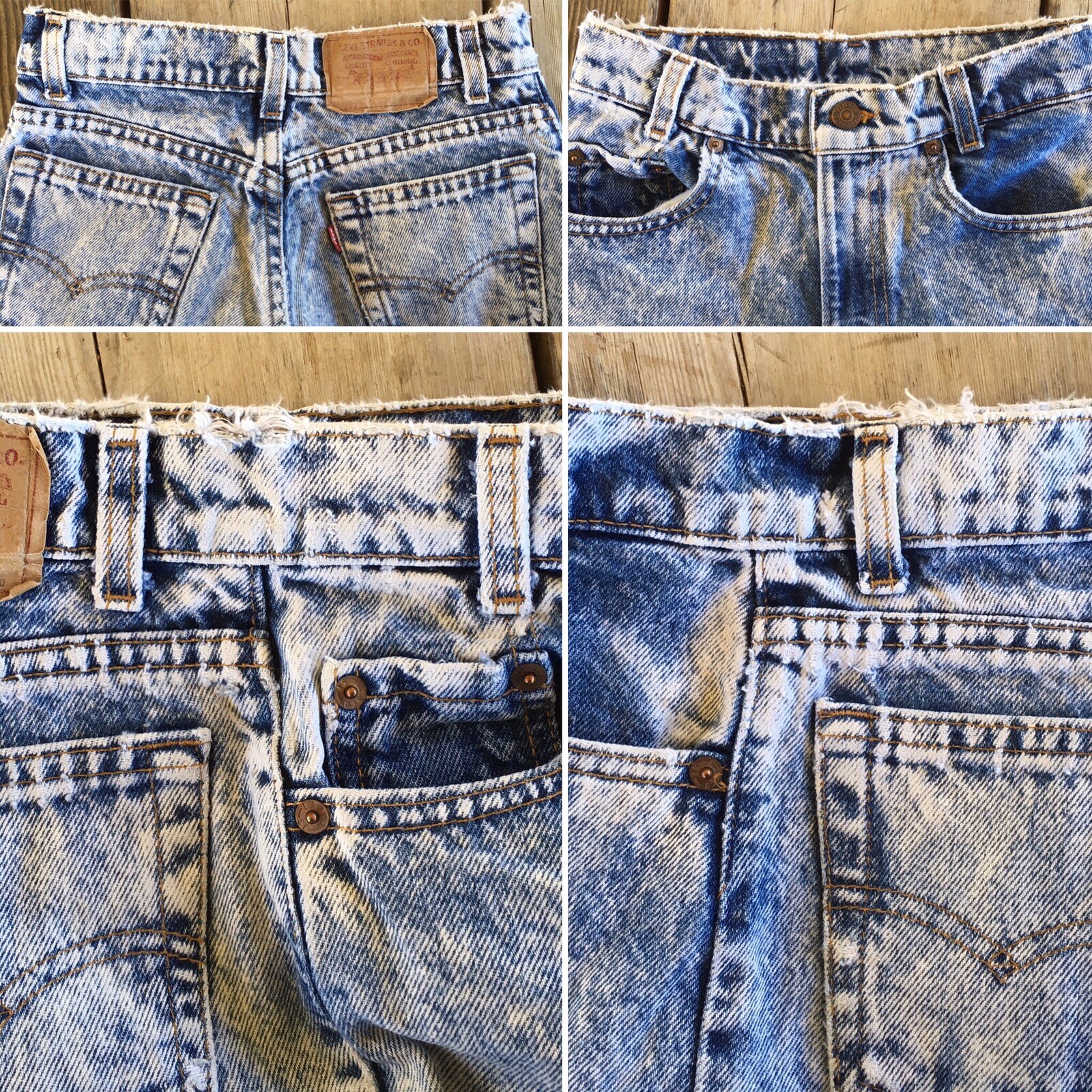 Vintage Levis Acid Wash Jeans 505 High Waist Tapered Leg 25 in Waist 80s 90s