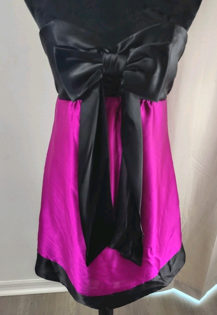 Vintage &rsquo;80S Jessica McClintock Gunne sax Strapless Hot Pink Large Bow Size 5