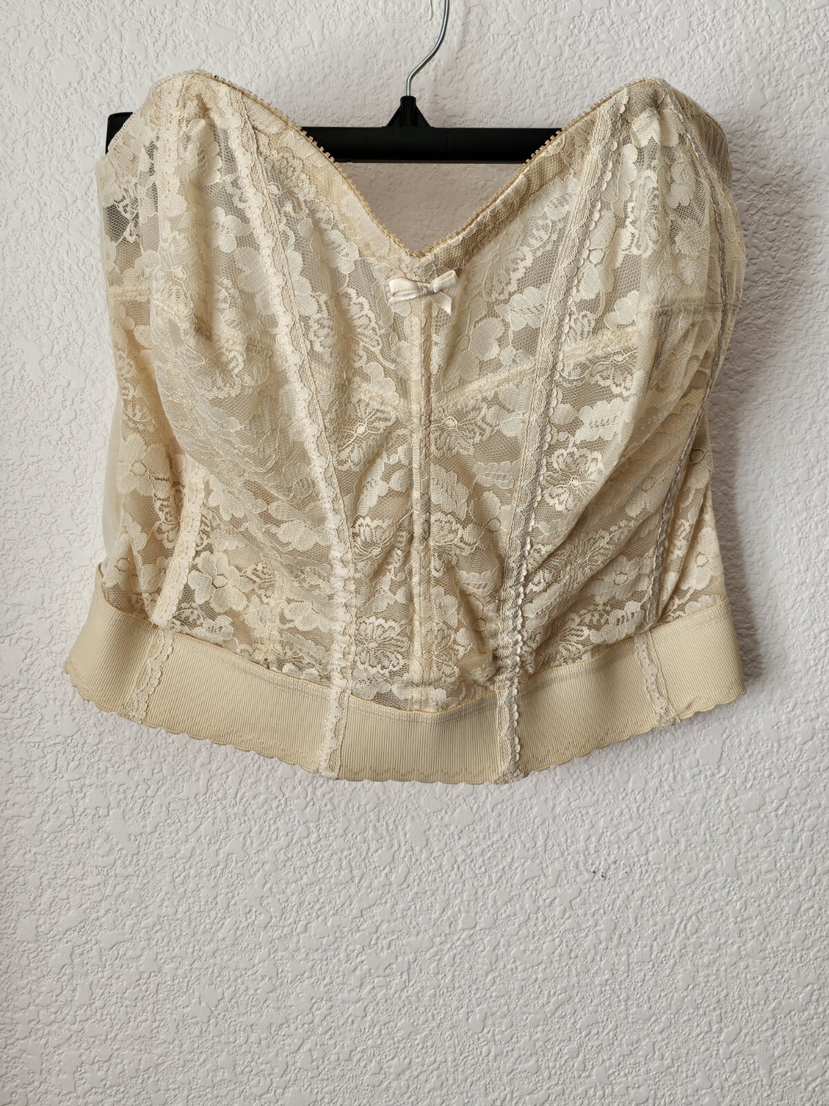 Vintage Strapless Bra Bustier Lace 44DD Wynette By Valmont 1x 2x Union Made USA