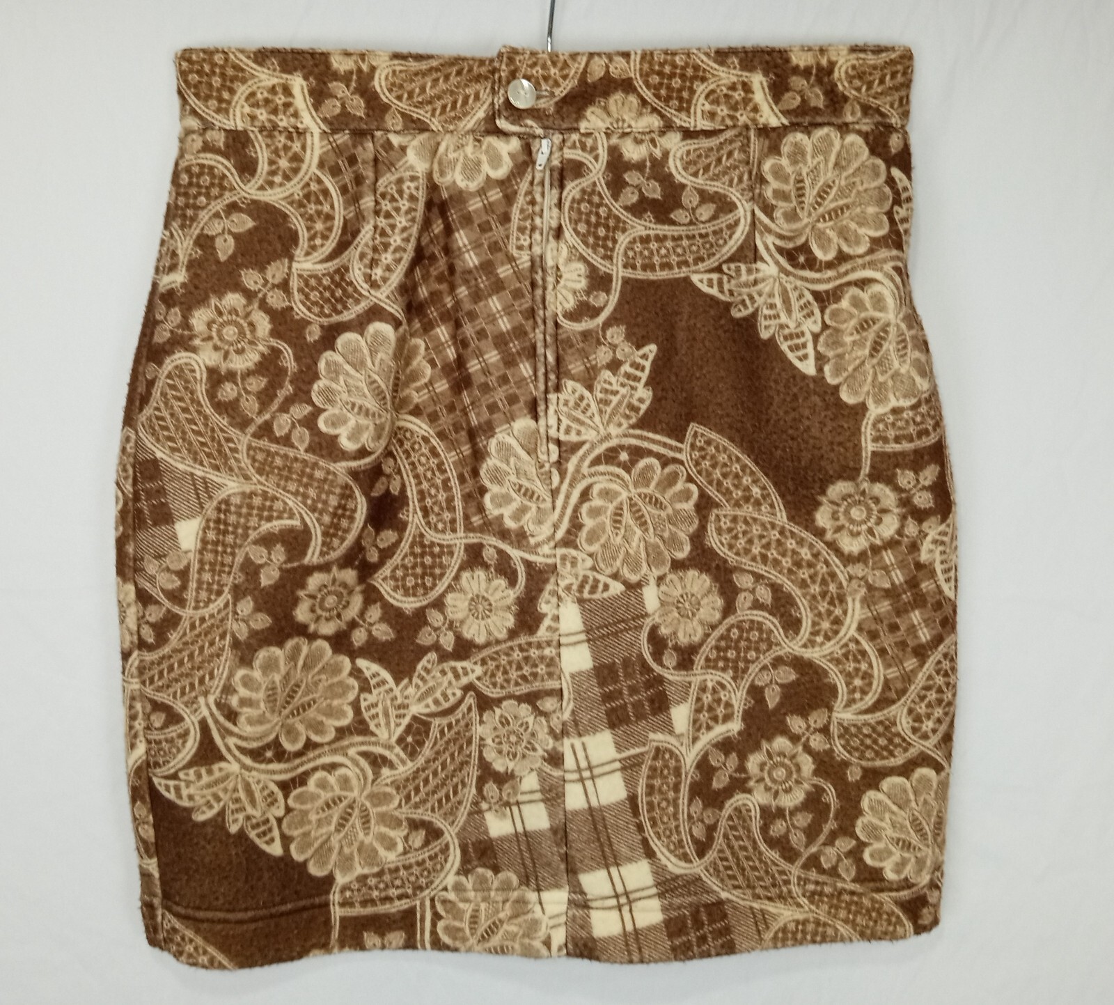 Access cottagecore cabincore Faux wool plaid floral women&rsquo;s skirt EU 42 ( 8 )