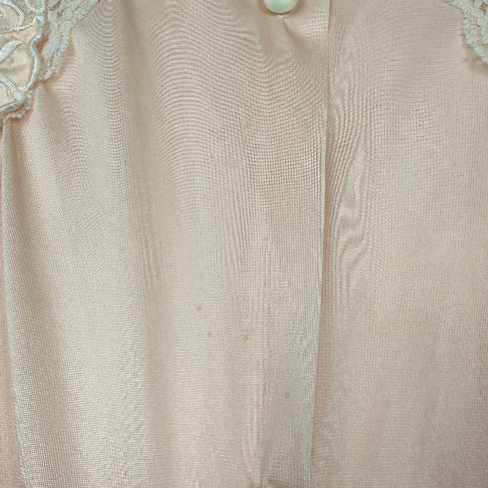 Vintage 70s 80s Lorraine Button Front Housecoat Robe Nightgown Large Peach Nylon