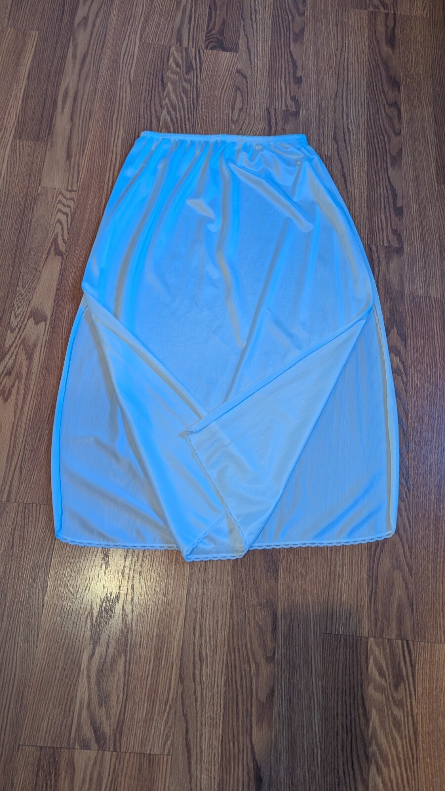 Vintage White Half Slip Nylon Side Slits Stretch Waist sz XL Made USA Perfect!