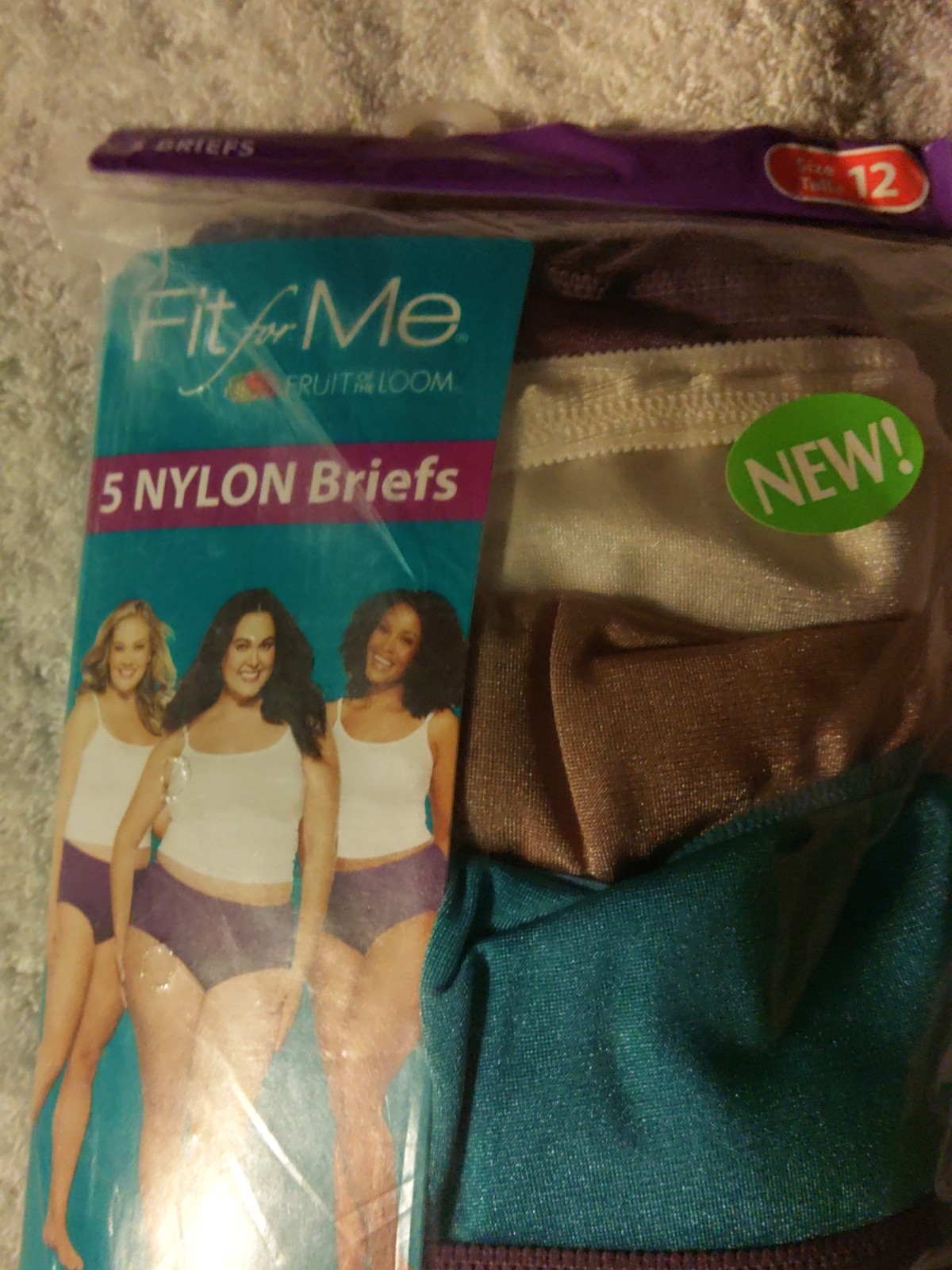 Sz 12 fruit of the loom 100% nylon Brief panties 5 Pack Silky Soft