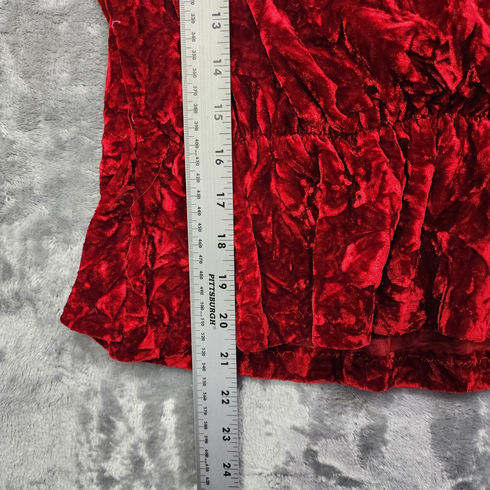 Vintage NTCO Nomadic Traders Top Womens S Red Cream Velvet Lace Bell Sleeves