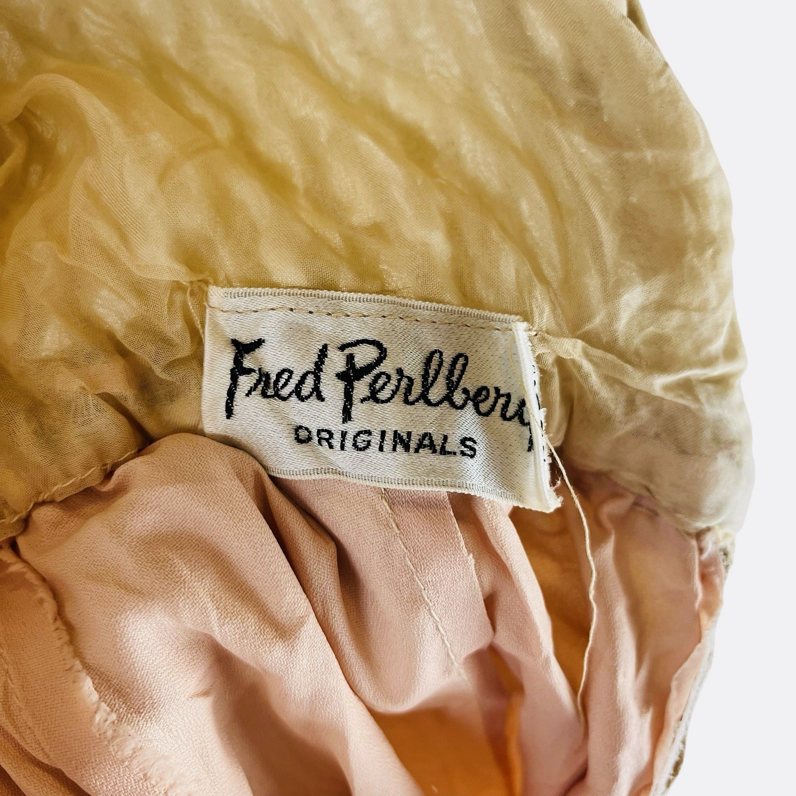 Vintage 50s Fred Perlberg Chiffon Party Dress Sequin Sleeveless Beige Nude READ