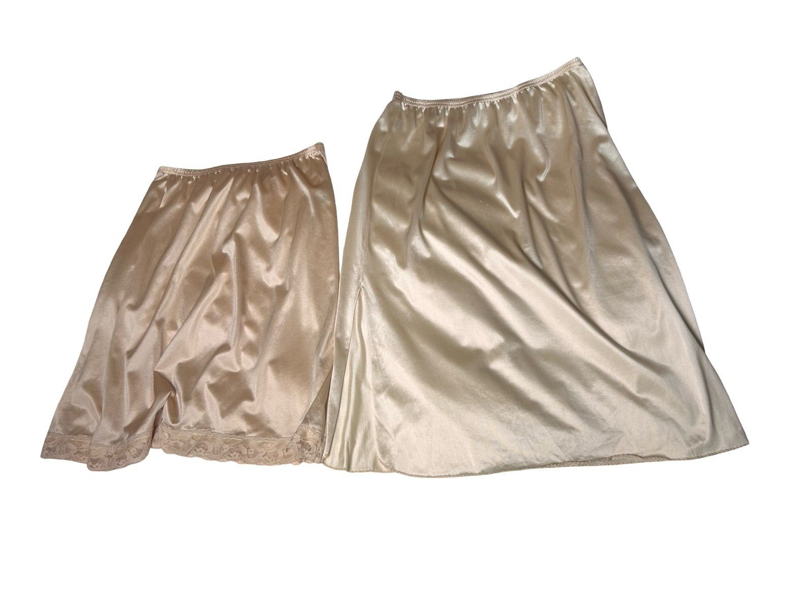 2 VTG Vanity Fair Half Slips Undergarment Size M/L Beige Cream Loose Fitting