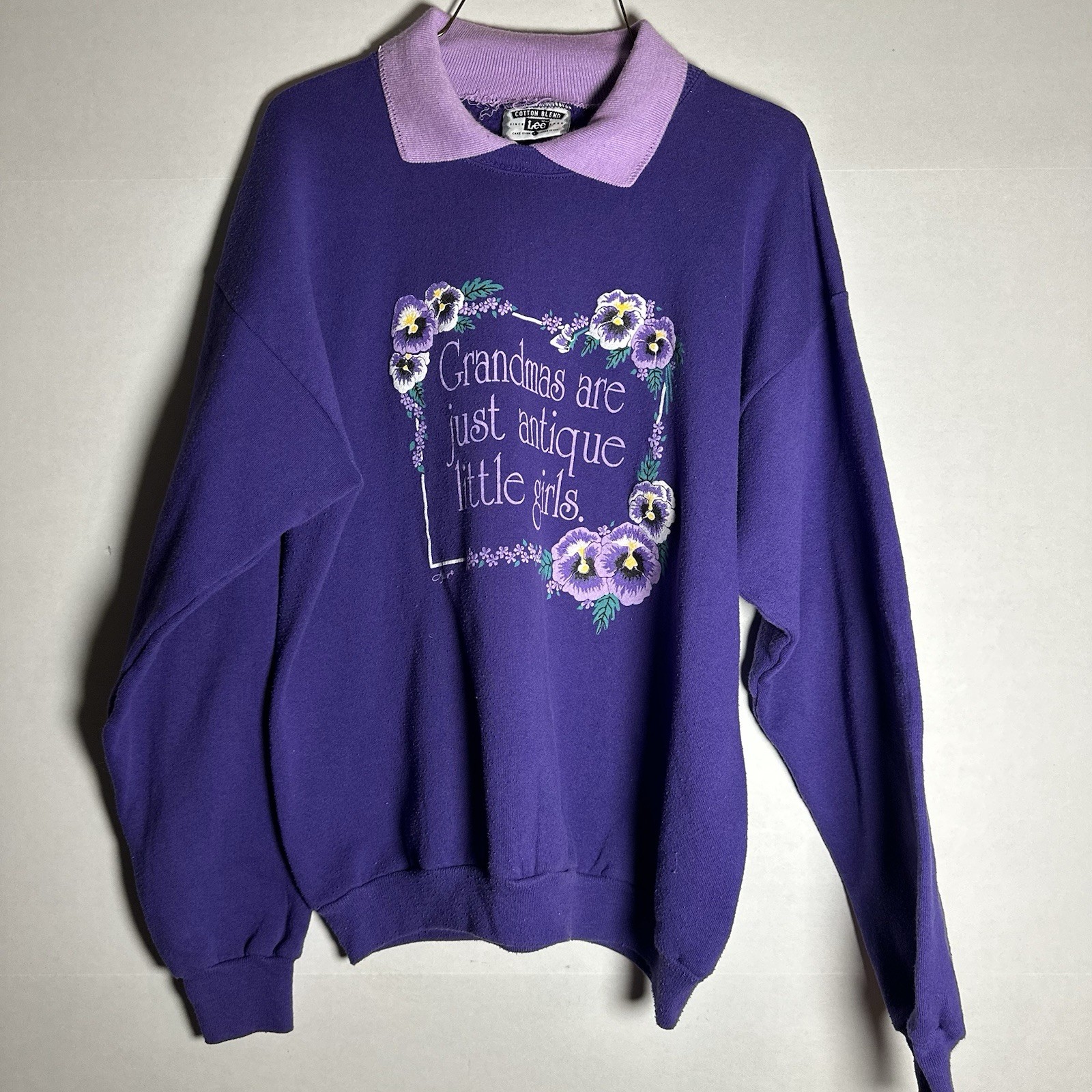 Artisans Grandmas girls Vintage 90s Women&rsquo;s Ugly Sweater Purple Flowers Size L